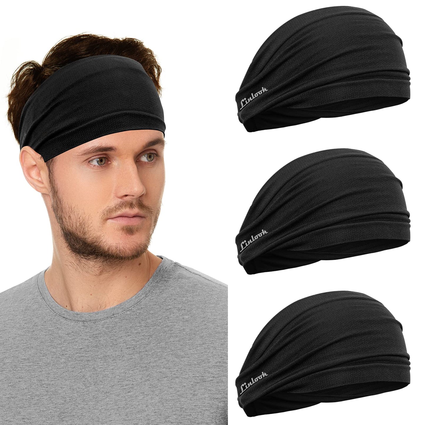 Sports Headbands for Men and Women - Moisture Wicking Hair-Band for Sports Fitness Workout Running Hiking Jogging Crossfit Cycling Yoga Basketball Soccer Tennis