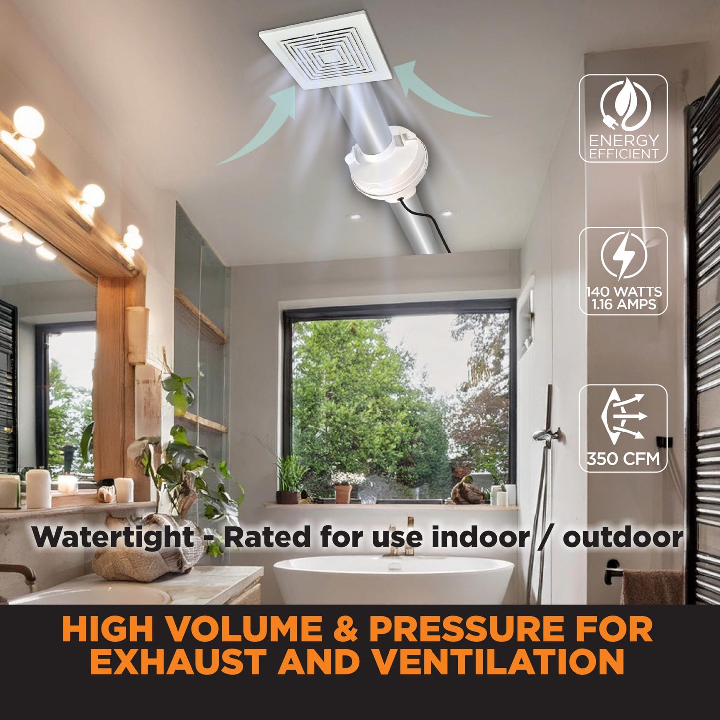 Suncourt 6-Inch Centrax Inline Centrifugal Fan — Quiet Duct Fan for Exhaust, Ventilation, or Inline Boosting, Safety Certified, Simple Installation, 10-Foot Power Cord (TF106-CRD)