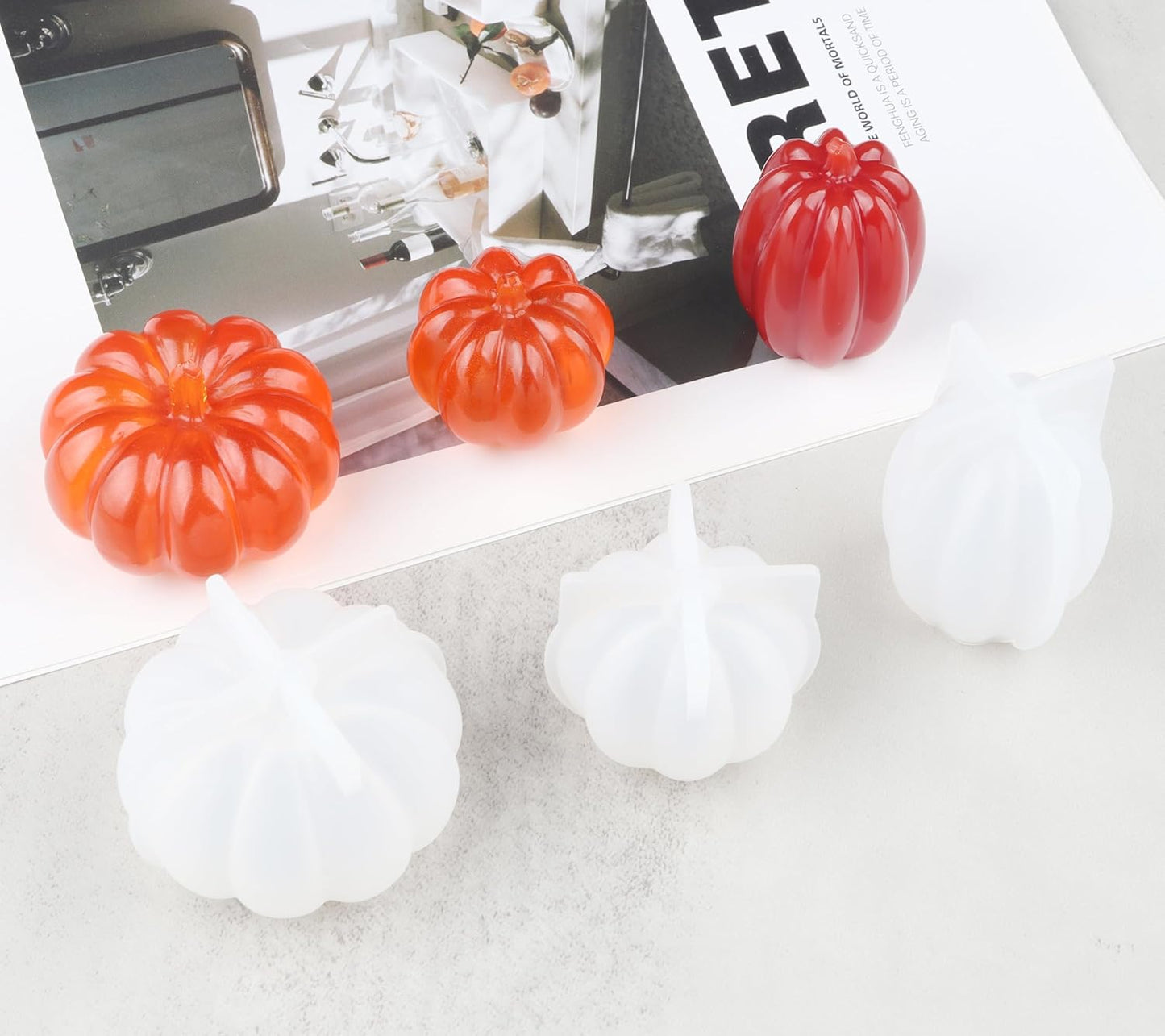 Skiennix 3D Pumpkin Resin Molds - Mini Silicone Molds for Epoxy, Soap & Candle Making | Halloween Decor