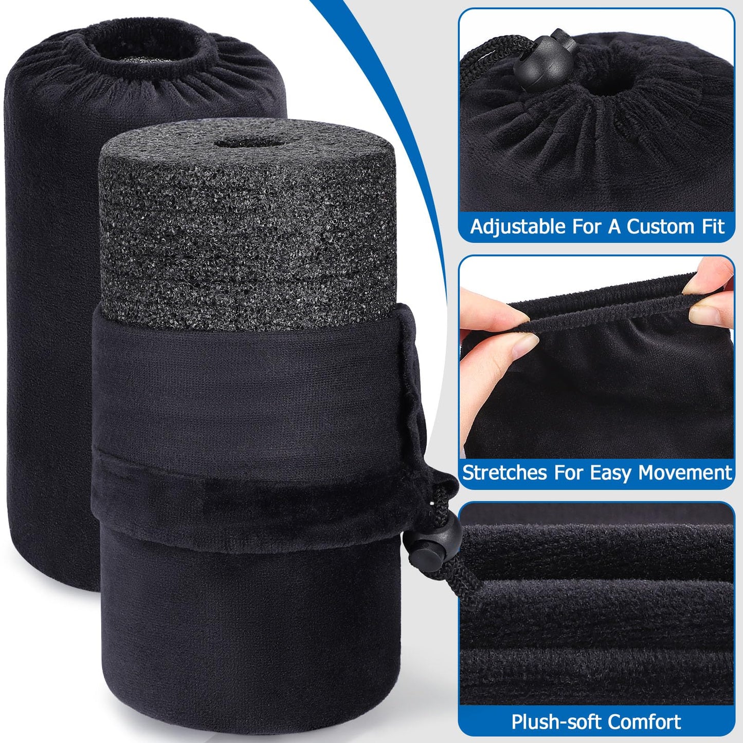 Foot Foam Pads Rollers Replacement with Luxury Plush Cover - Sweat-Wicking & Easy Clean, Cloud-Like Comfort for Home Gym Leg Extension, Weight Bench, Inversion Table - Fits 1-Inch Tube (2PCS)