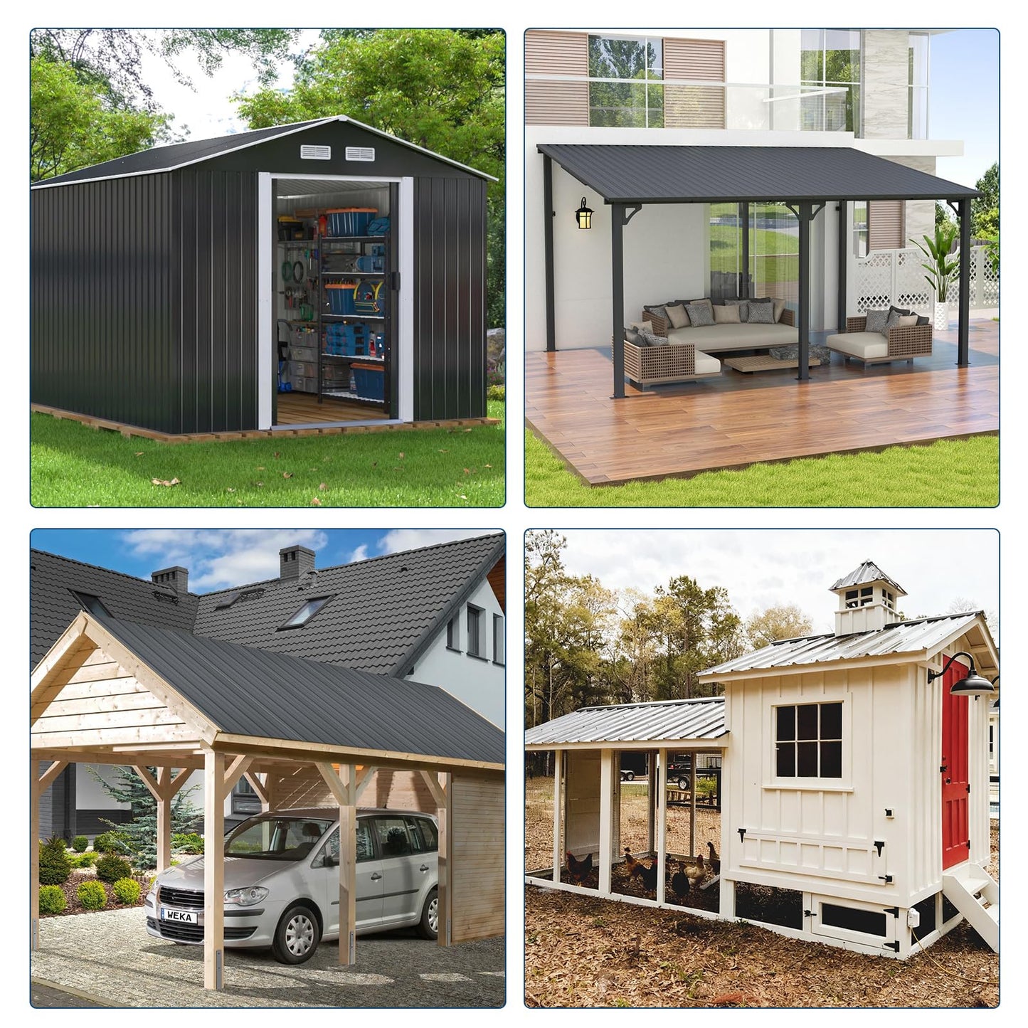 40 pcs Metal Roofing Panels, 3.5ft Galvanized Steel Corrugated Roof Sheets Gazebo Top Cover Garages, Sheds, Stables Replacement for Patio Outdoor Garden