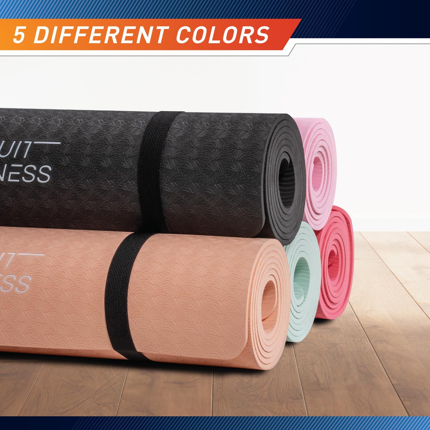 Circuit Fitness by Marcy 1/4-inch (6mm) Non Slip Multi-Purpose Exercise Yoga Mat with Carrying Strap - Sakura Pink