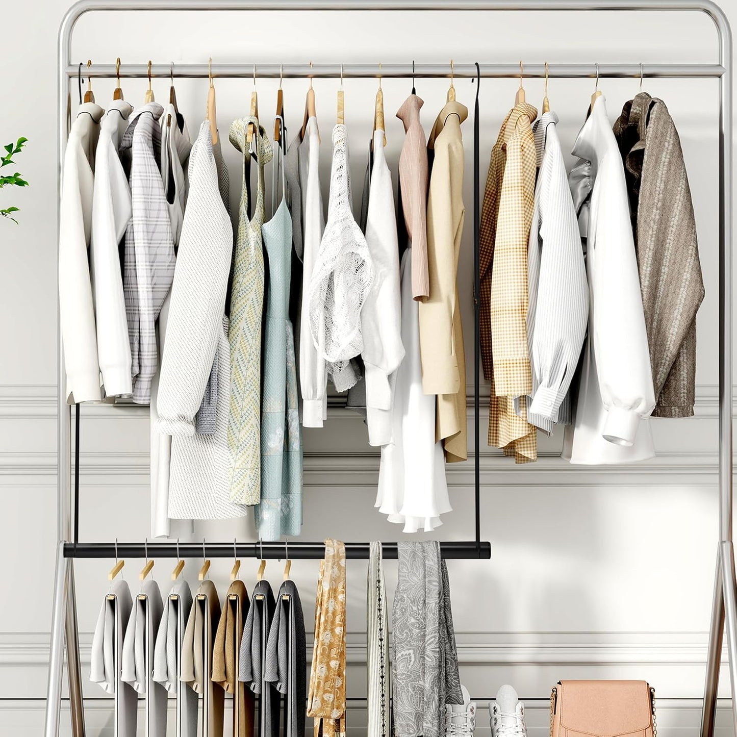 Storage Maniac Adjustable Closet Hanging Rod - Space-Saving Organizer for Clothes | 2 Pack Black