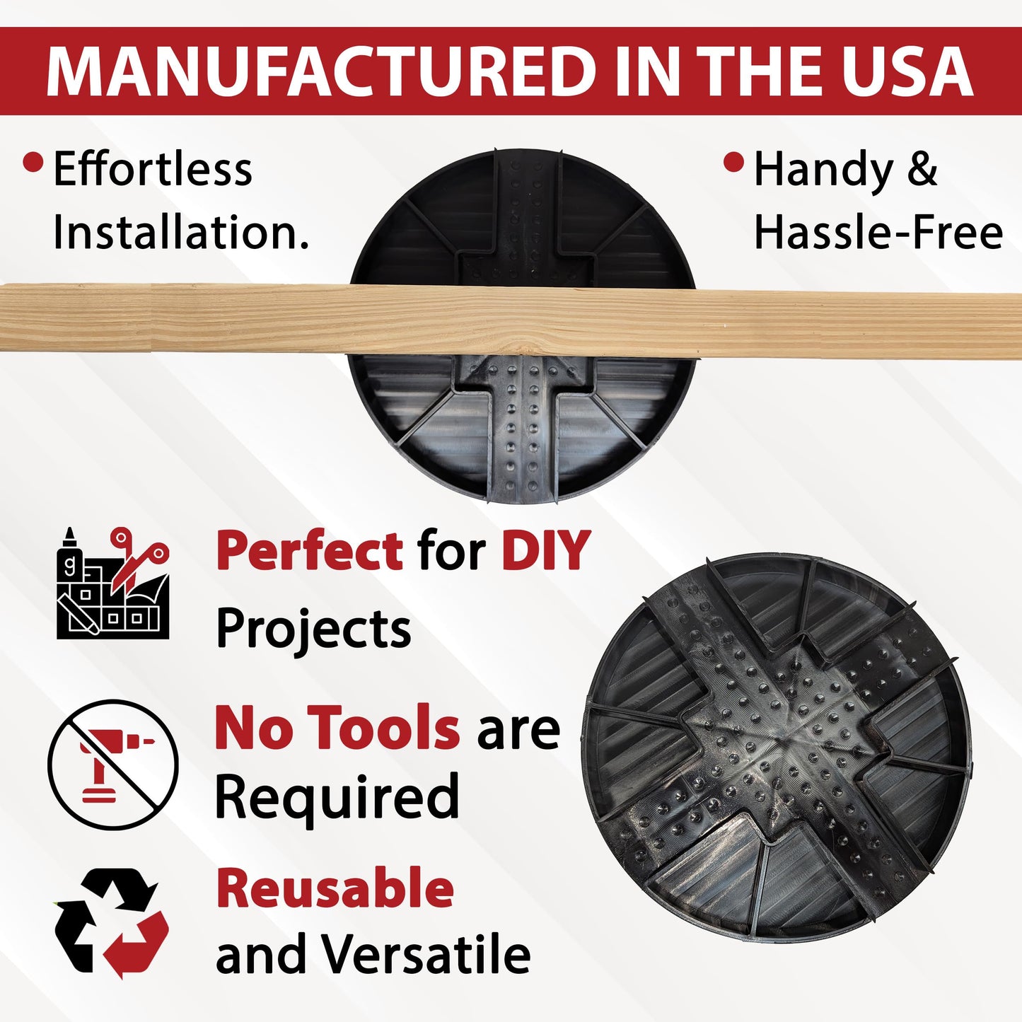 USA Made Original Round Foundation Block (10-Pack) – Durable Deck Support & Floating Shed Platform Base – 100% Recyclable Pedestal for Pier, Post & Beam Construction