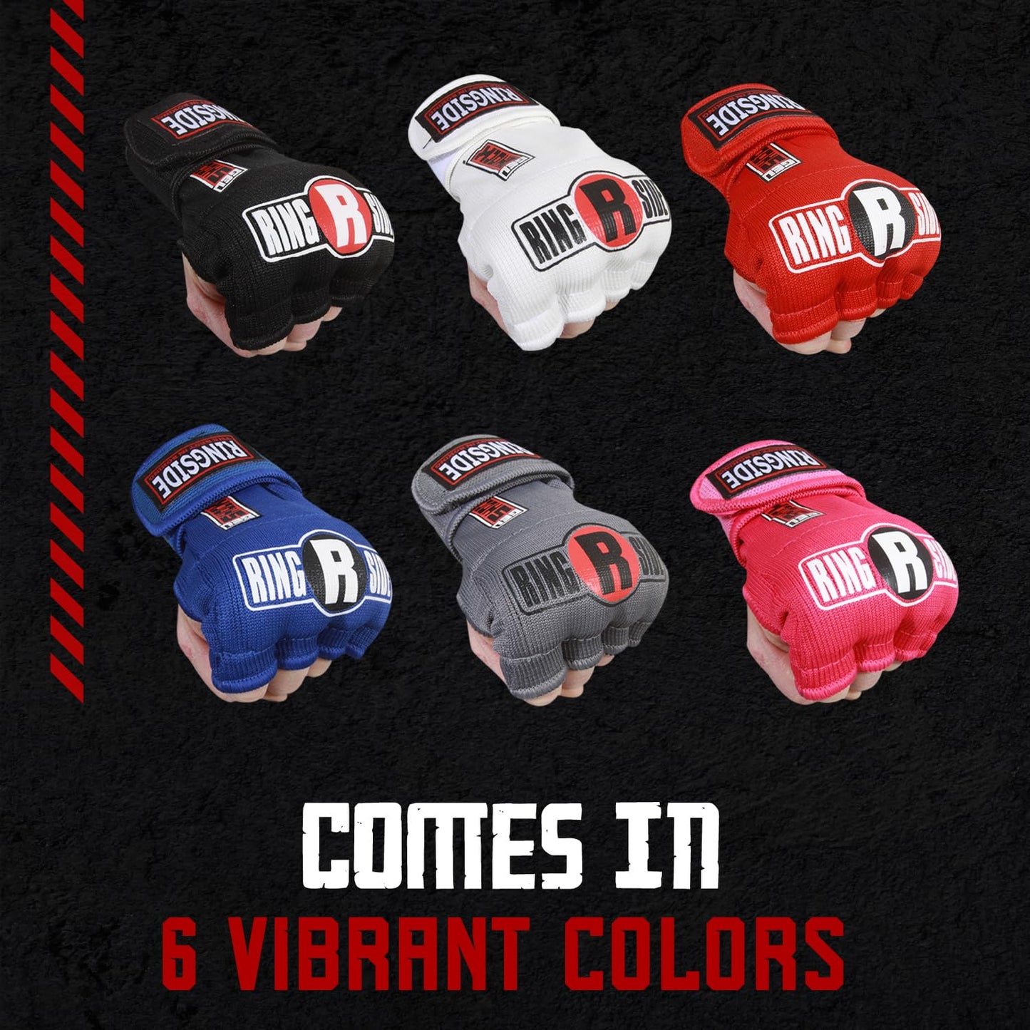 Ringside Gel Shock Quick Wraps, Impact-Absorbing Hand Wraps with Secure Support, Ideal for Boxing, MMA, Muay Thai, and Martial Arts, Inner Boxing Gloves for Men and Women, Gray, Large/X-Large