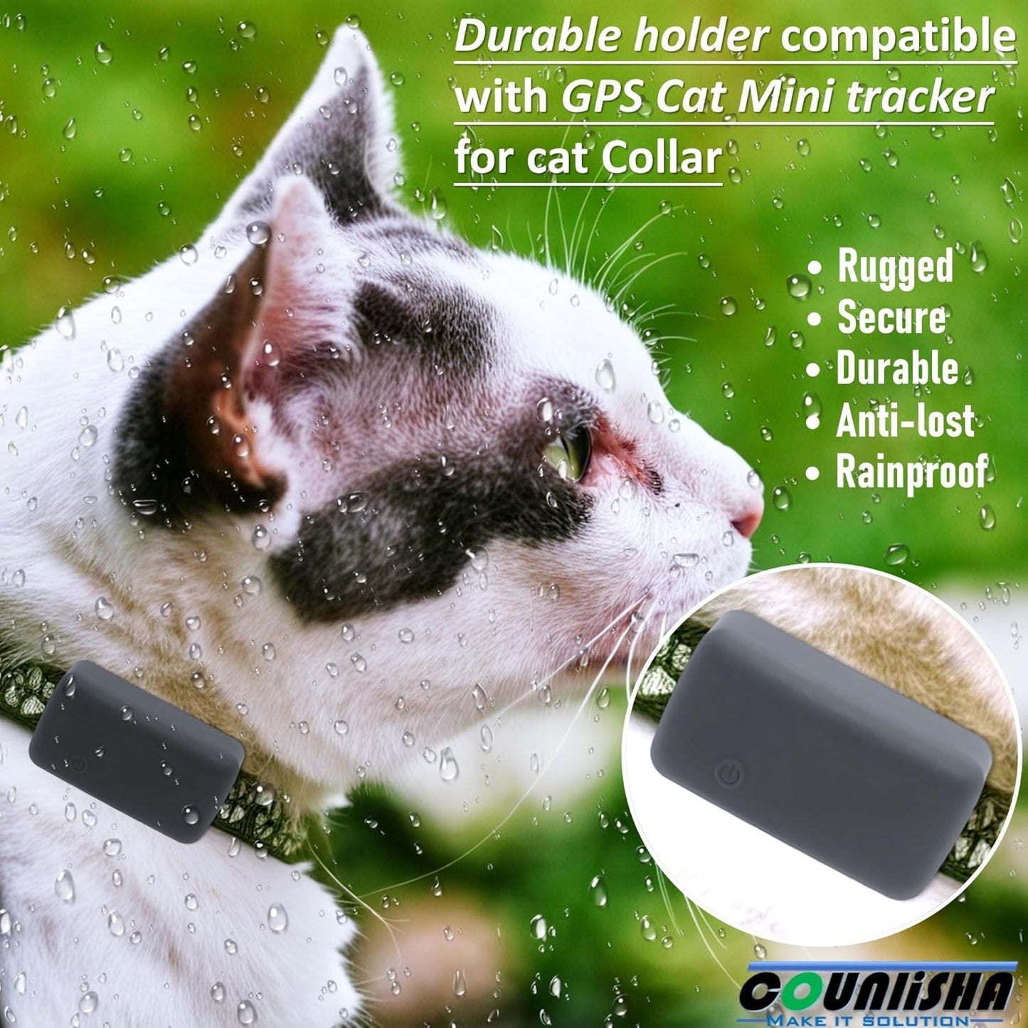 Counlisha (Black,2 Pack) Silicone Holder Compatible for Tractive cat mini Tracker,Rubber Accessories Cover tag