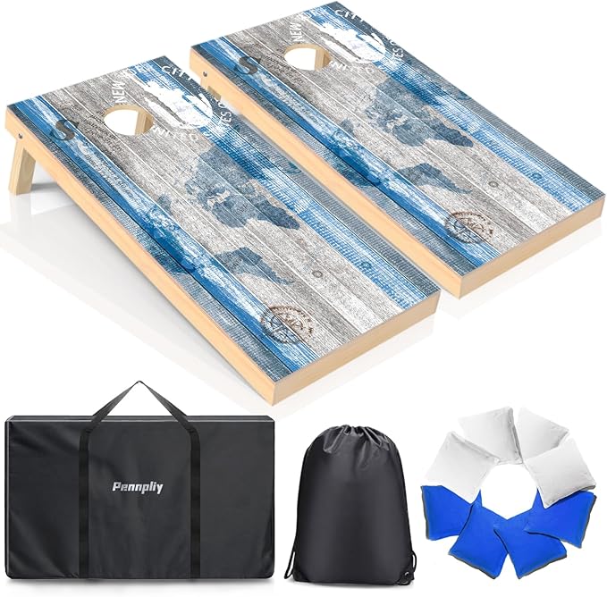 Cornhole Board Set, Regulation Size 4 x 2FT/3 x 2FT Solid Wood Corn Hole Game Set with 8 Bean Bags,2 Cornhole Boards and 1 Carry Bag for Outdoor Beach Toss Games Competitions