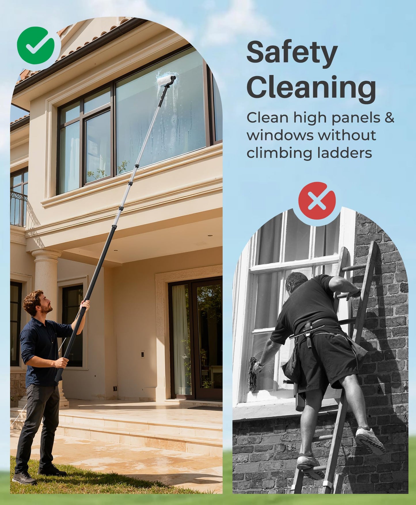 LyriFine Electric Solar Panel Cleaning Brush and Pole Kit, 20Ft Extendable Washing Kit with Water Fed Pole, 2 Speed & Soap Dispenser, Outdoor Window Cleaning Tool for Solar Panel, Window, Roof, RV