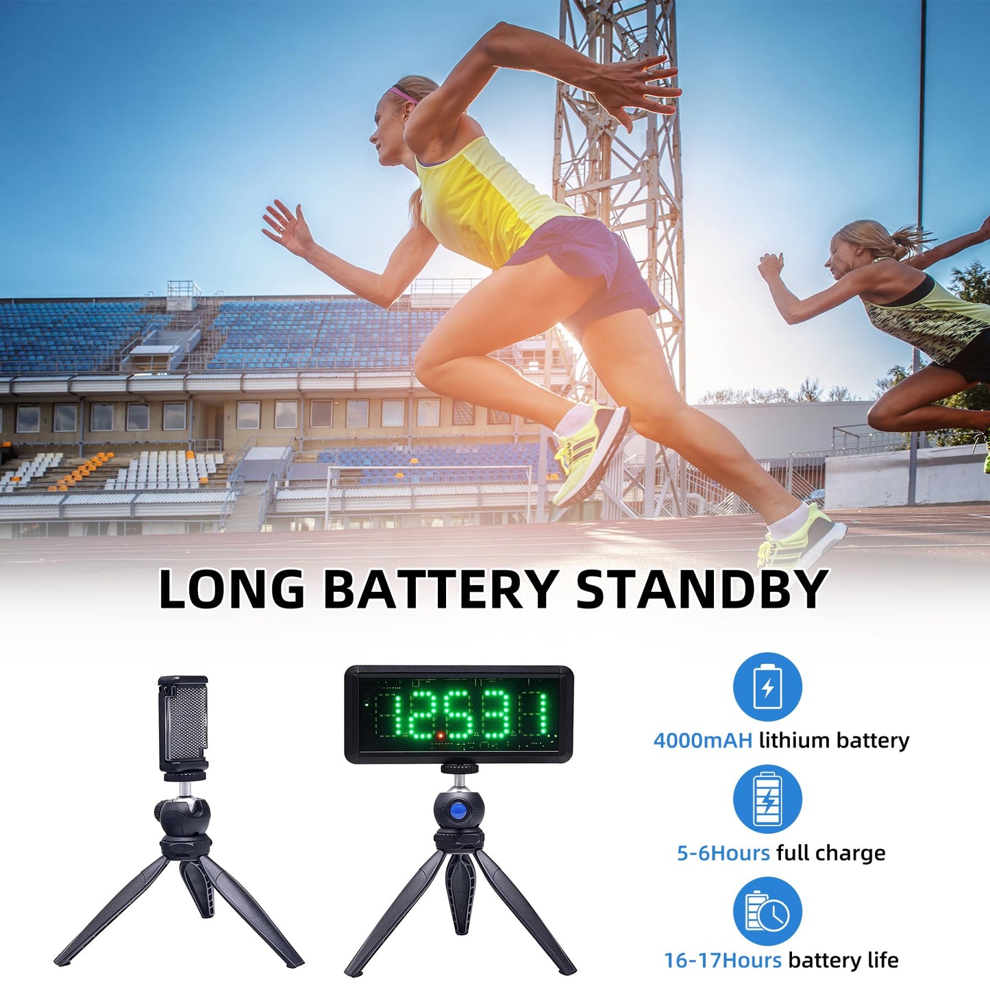Race Laser Timer-LED Race Clock Battery Powered Stopwatch Timing Clock for Motorcycle Cycling Speed Training Short Run Race
