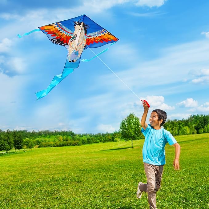HONBO Large Mermaid Kite for Kids & Adults, Easy to Fly Delta Kite, Beginner Kite for Girls &Boys, Pegasus Beginner Kite for Kids,Octopus Kite