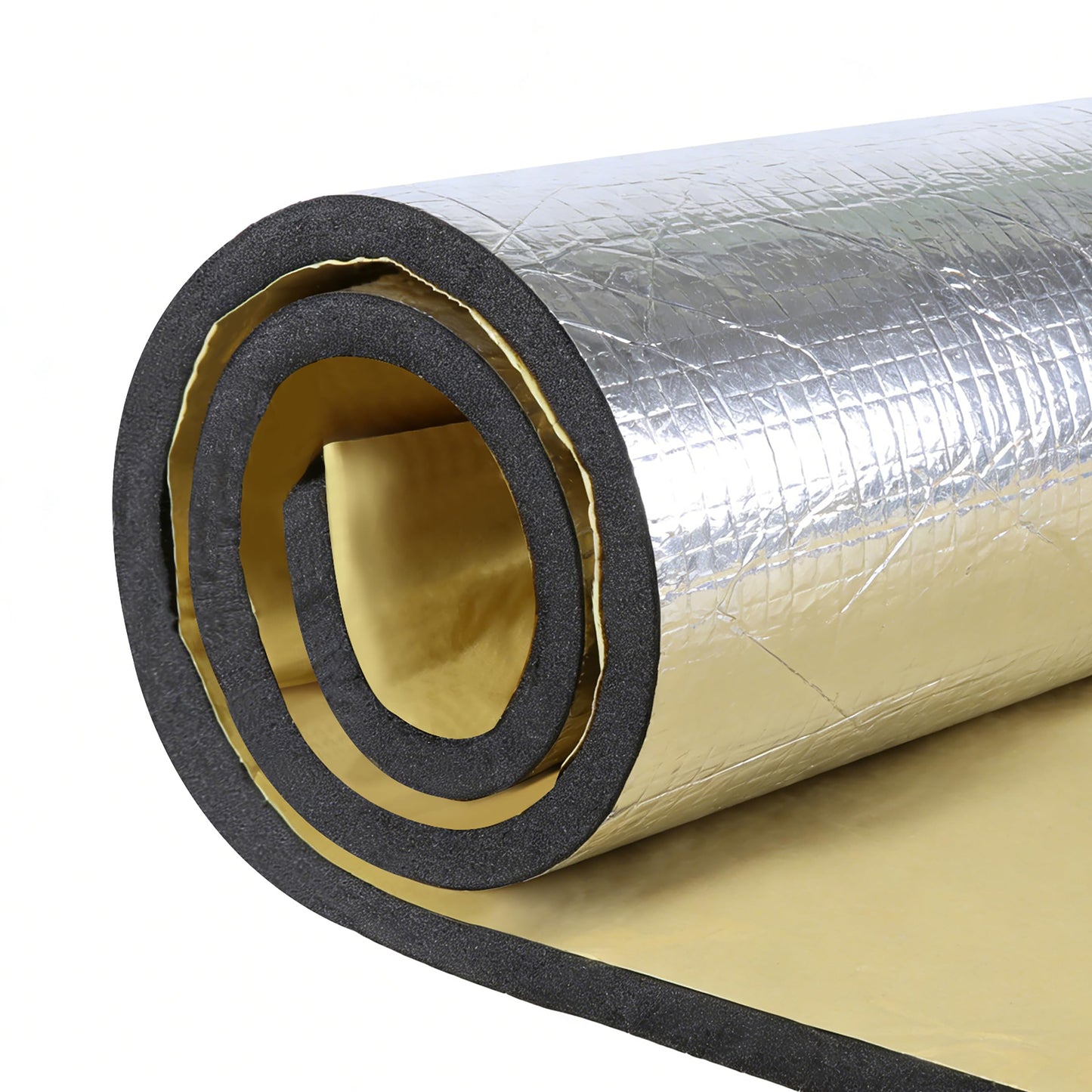 FOURUB 5/8inch Sound Deadening Heat Shield Material for Cars, 590 Mil Closed Cell Foam Insulation for Hood Engine Roof Trunk (Silver-590mil 39inch Wide, 30 sqft-110"x 39")
