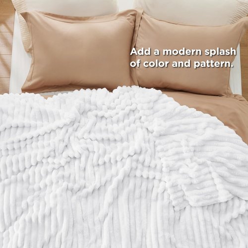 Bedsure GentleSoft Full Blanket - Cozy White Throw for Bed, Soft and Stylish, 84x90 Inches