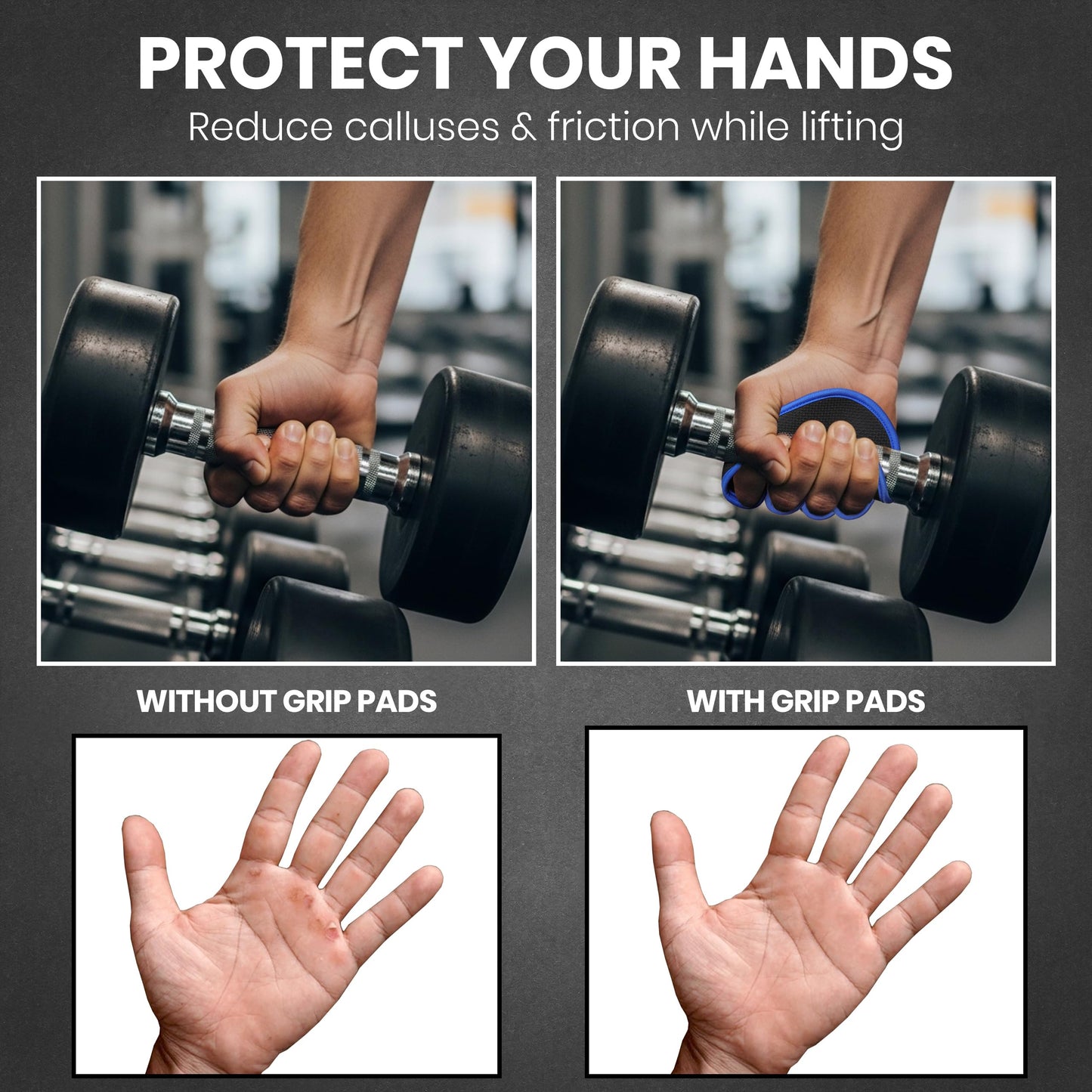 Stealth Sports Weight Lifting Gym Grip Pads Non-Slip Neoprene Pull Up Bar Pads Substitute of Workout Gloves Prevents Callus Tears–Calisthenics Fitness Weightlifting Grip Gloves (3 Loop)