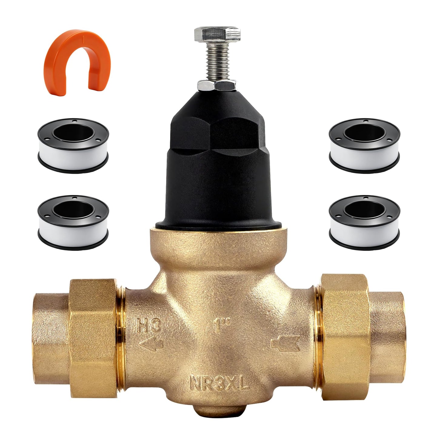 2026 Upgrade 1" Water Pressure Reducing Valve Replace for Zurn Wilkins 1-NR3XL 1" NR3XL Pressure Reducing Valve, Stainless Steel Strainer Screen, House Water Pressure Regulator with Teflon Tape