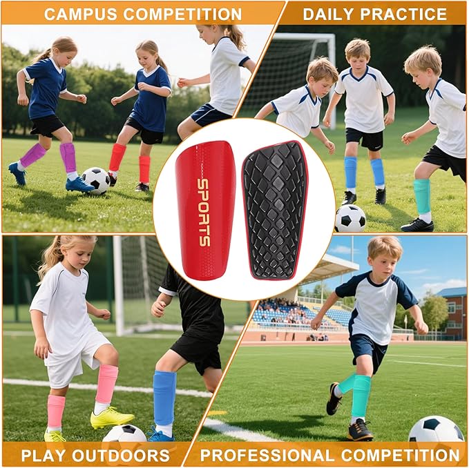 Shin Guards Soccer Kids 2025 Version High-Density Foam Soccer Shin Guard with Sleeves Shin Protective Pads for Kids Daily Practice School Competitions Outdoor Play