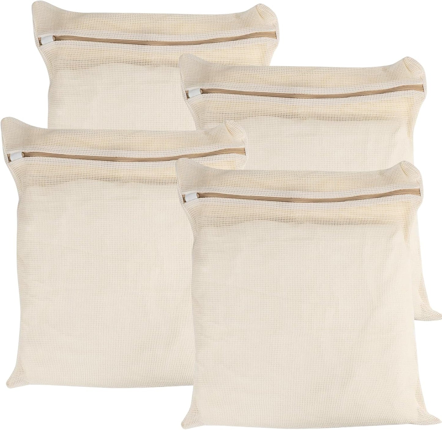Skiennix 4-Piece Organic Cotton Mesh Laundry Bags - Durable, Breathable Design for Delicate Items