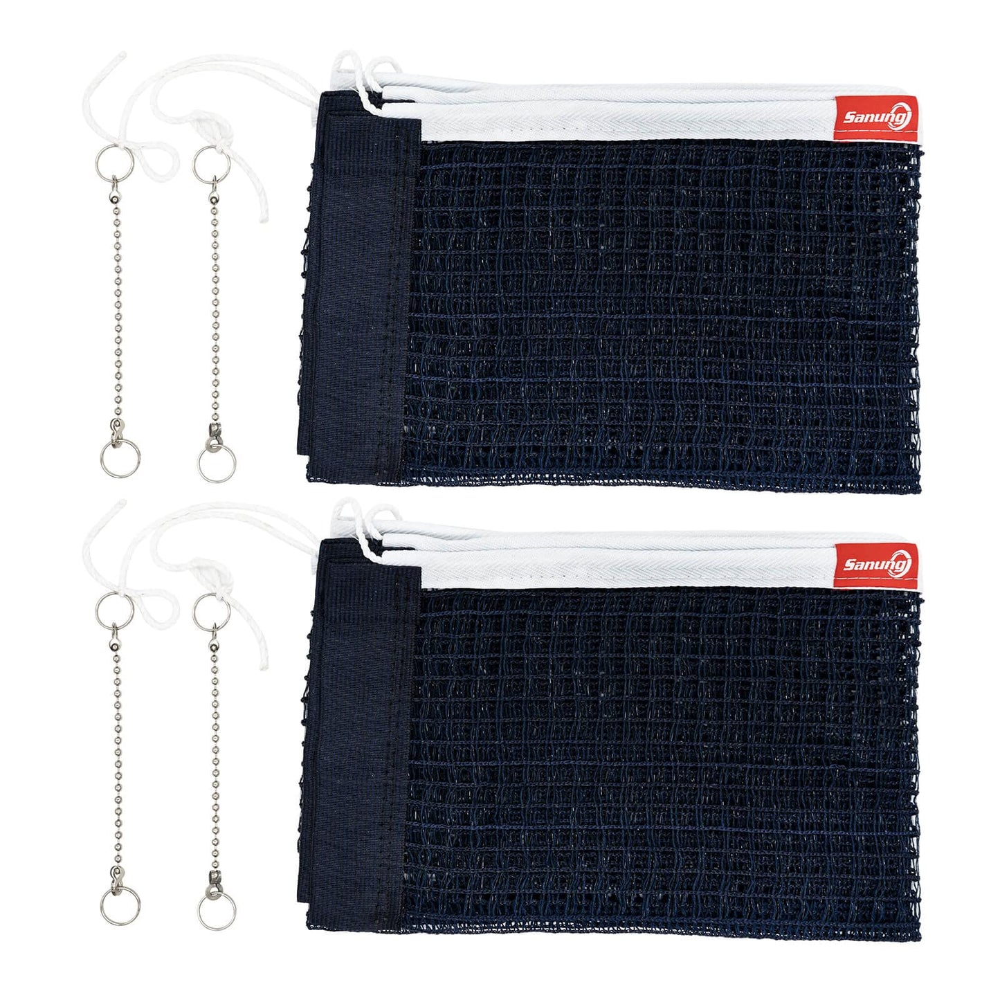 Sanung C-X1 Table Tennis Net Set, 2 Pieces Ping Pong Mesh Net with Chain for Indoor and Outdoor Training Competition Use, Easy to Set Up, Navy Blue