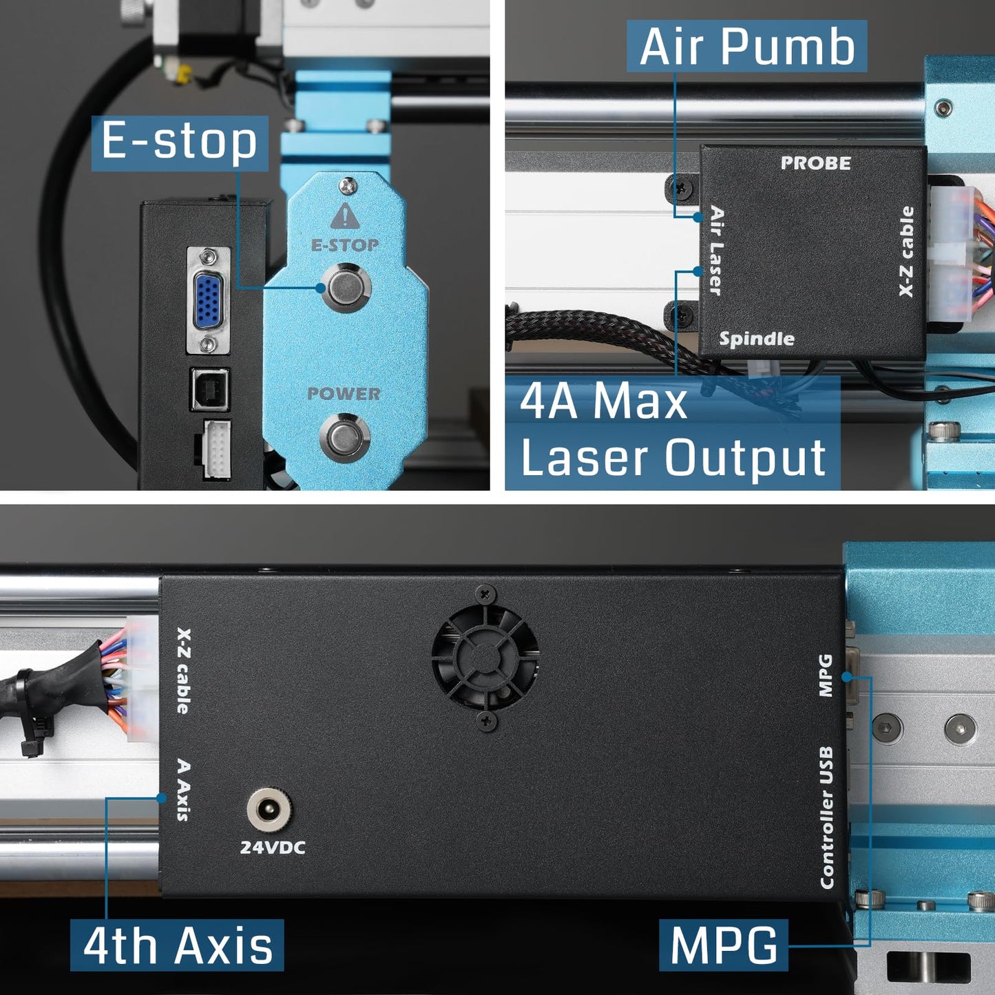 Genmitsu CNC Router Machine 4040-PRO for Woodworking + Air-Cooled 300W Brush DC Spindle Motor