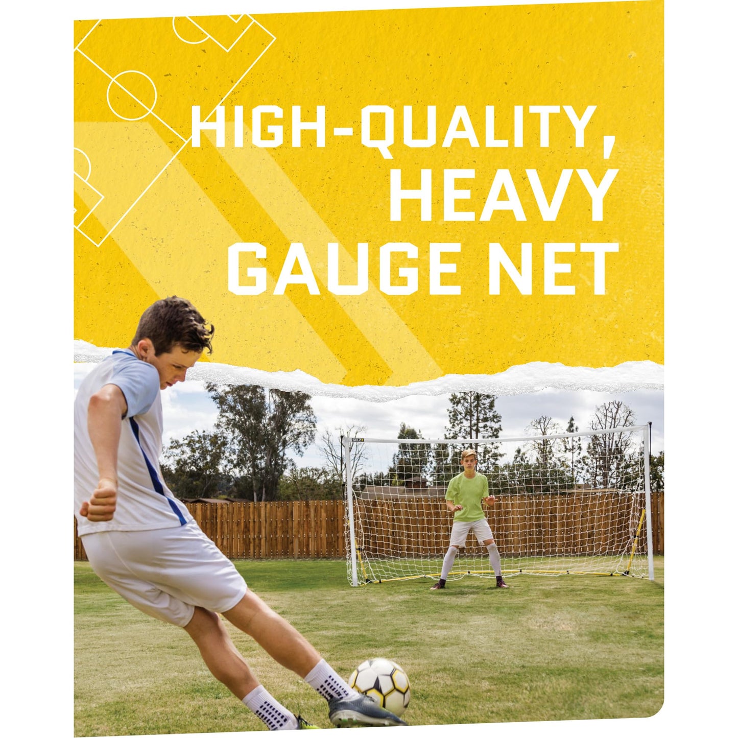 SKLZ Quickster Soccer Goal 12' x 6' - Portable Goal for Backyard & Field - Durable Tension-Tite Frame & Heavy Gauge 2-Ply Net - Adjustable Click-Lock Poles, Metal Stakes - Carrying Case with Handle
