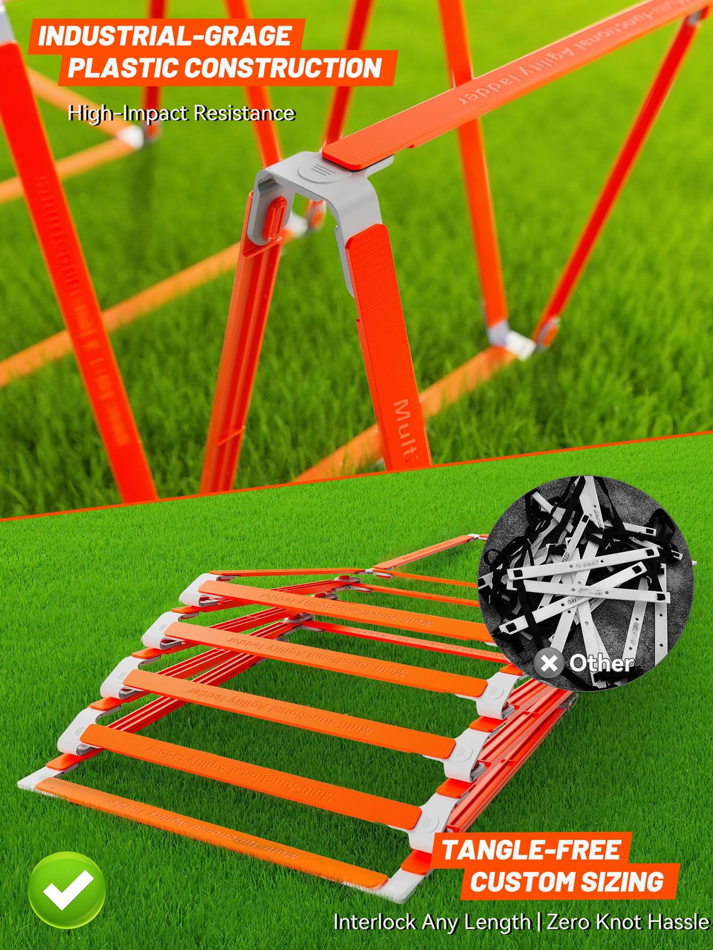 TONTATTA Tangle-Free Agility Ladder for Kids/Athletic – Multi-Use Speed Training Ladder for Footwork Drills/Football/Soccer/Boxing - Agility Equipment for Workout/Exercise/Fitness – 10 Rung