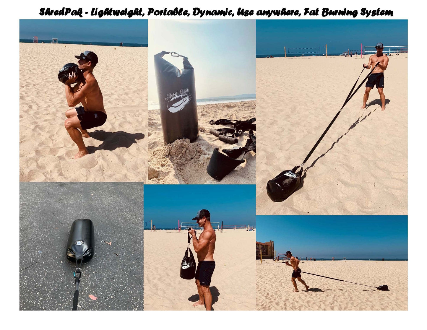 Upgraded ShredPak - Resistance Training System - Weight Sled Harness Weight Bladder & Handles - Most efficient Workout for Athletes - Burn 3X The Calories - 4-Piece Kit for Gym, Home and, Outdoor
