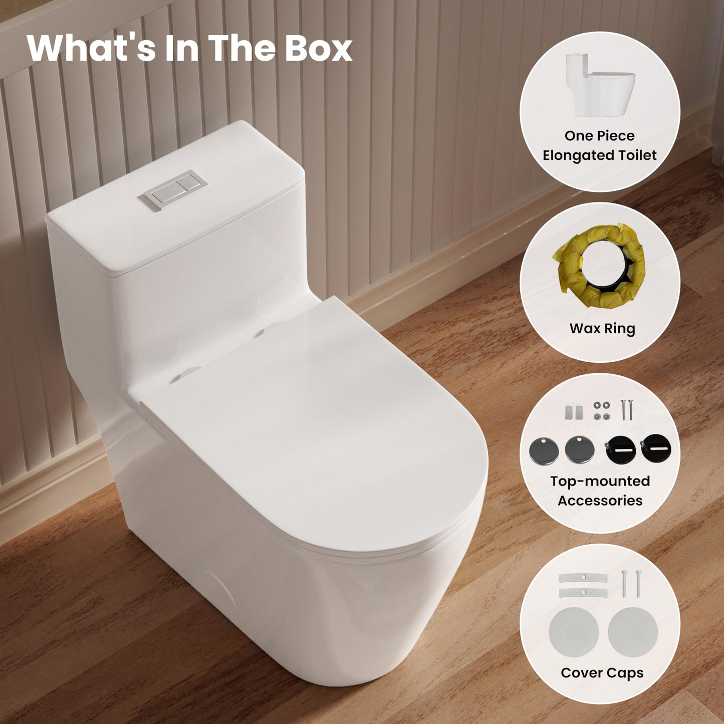 Casta Diva Elongated One Piece Toilet with 17" ADA Comfort Chair Height Seat Compact Toilet for Bathroom Dual Flush 1.1/1.6GPF, 12'' Rough-in, High Efficiency Flush, Standard White Bowl