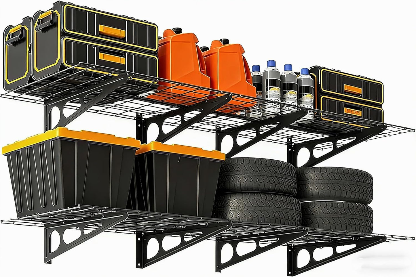 Skiennix Heavy Duty Wall Shelves - 2 Pack 2x6 FT Adjustable Garage Storage | 1600 LBS Capacity, Black