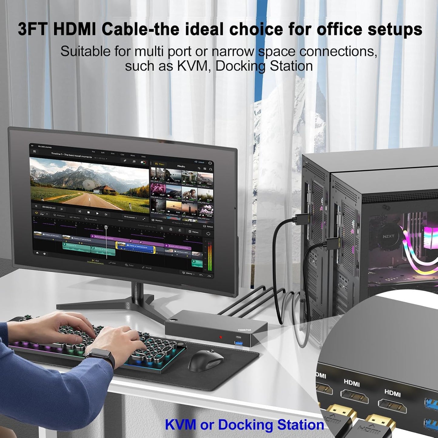 3 10-Pack 4K 3FT 2.0 4K@60Hz/2K@144Hz/ 1080P,HDCP 2.2, PS5, PS4, FT HDMI Cable Black, HDMI Cord High Speed Shielded