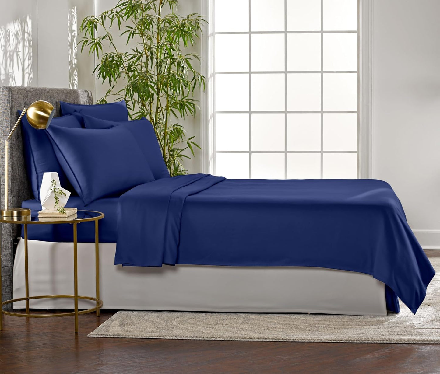 Pure Bamboo Twin Sheets - Luxuriously Soft & Cooling 100% Organic Viscose Bed Set | Cobalt Blue, Double Stitching