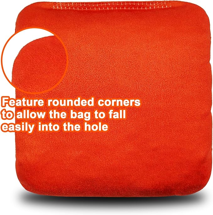 JIMTERRY Professional Cornhole Bags Set of 8 Dual Sided Corn Holes Bags Double Sided Regulation Slick and Stick Corn Hole Bean Bags for Pro Corn Hole Game