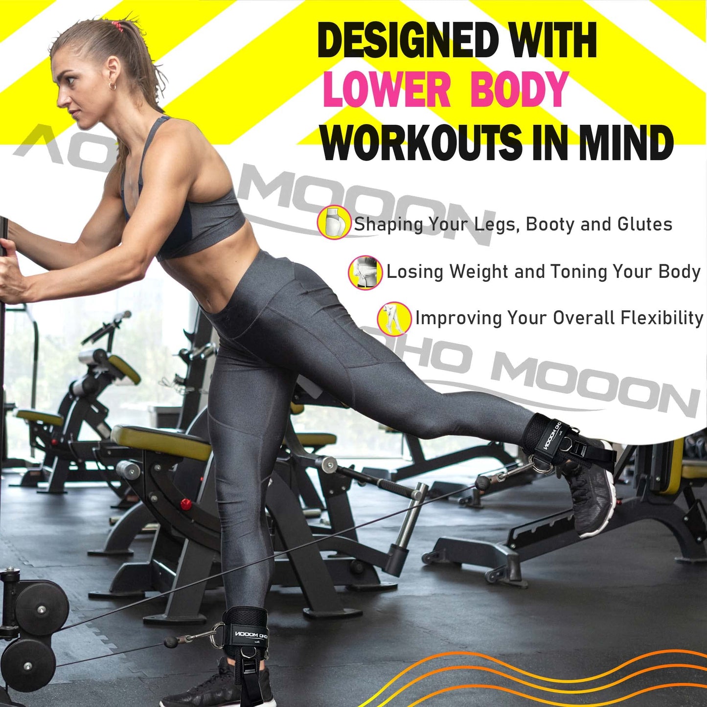 Ankle Straps for Cable Machine Accessories, Adjustable Buckle Suitable for Men & Women, Comfort fit Neoprene Ankle Cuffs for Glute Kickbacks, Lift The Butts, Gym Lower Body Exercises (Pair, Black)