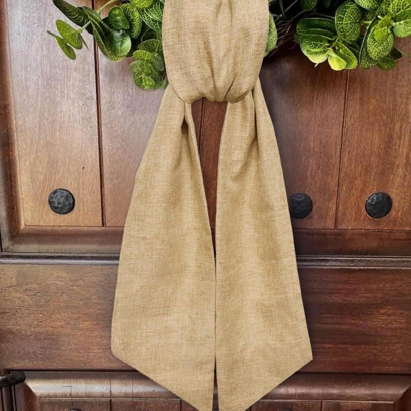 Skiennix Christmas Wreath Sash - Natural Cotton Decor for Front Door | 4 Pcs Set for Holiday Celebrations