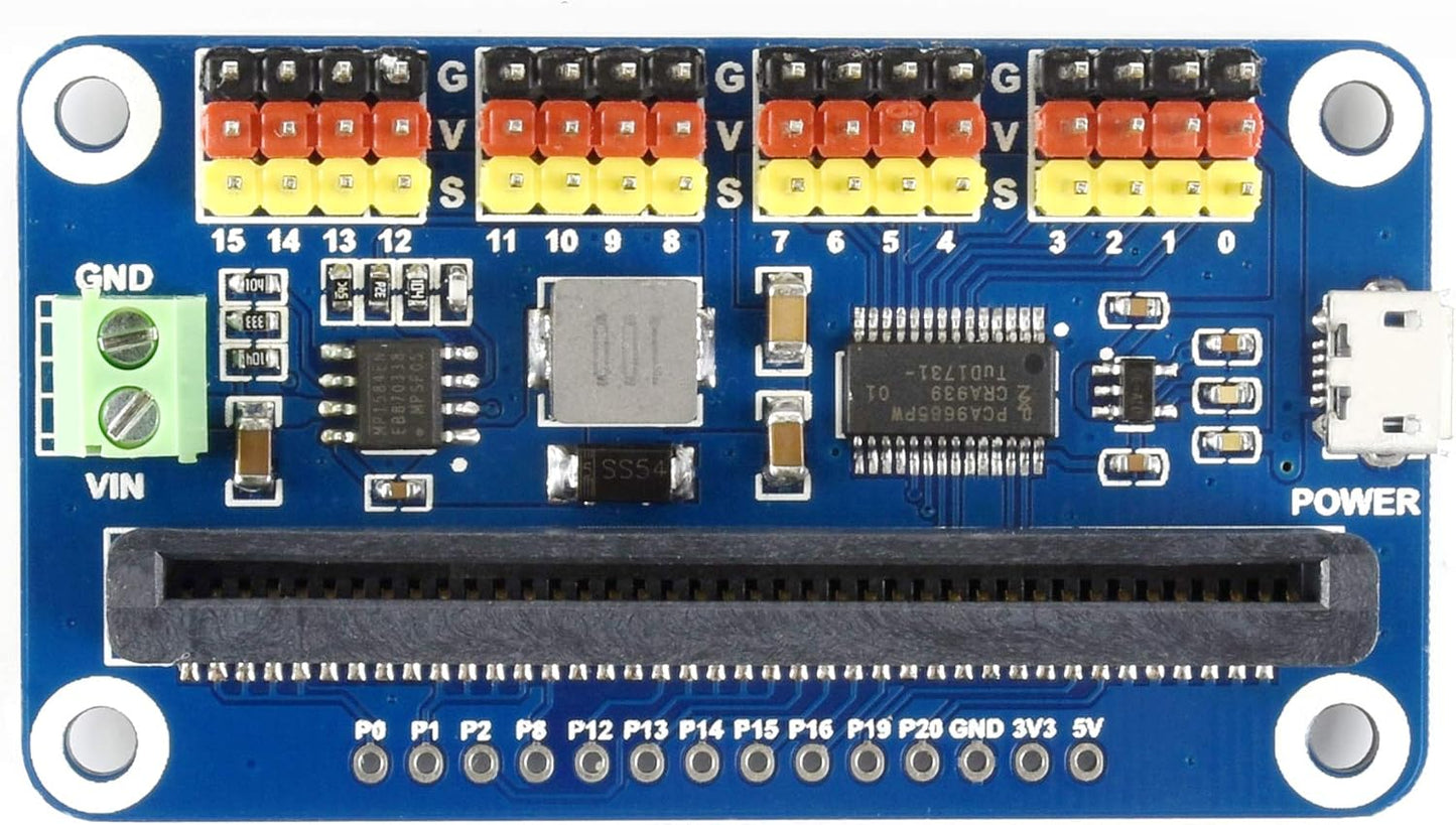 waveshare 16 12 I2C Servo Driver for Micro/-bit Channel PWM Outputs Bit Resolution Interface