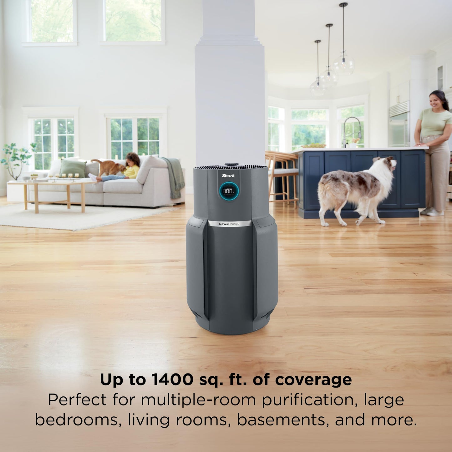 Shark Air Purifier for Home with NeverChange(5-Year) HEPA Air Filter, 1400 sq. ft. for Powerful Multi-Room Purification, Filters Smoke, Captures 99.98% of Particles & Dust, HP302, White