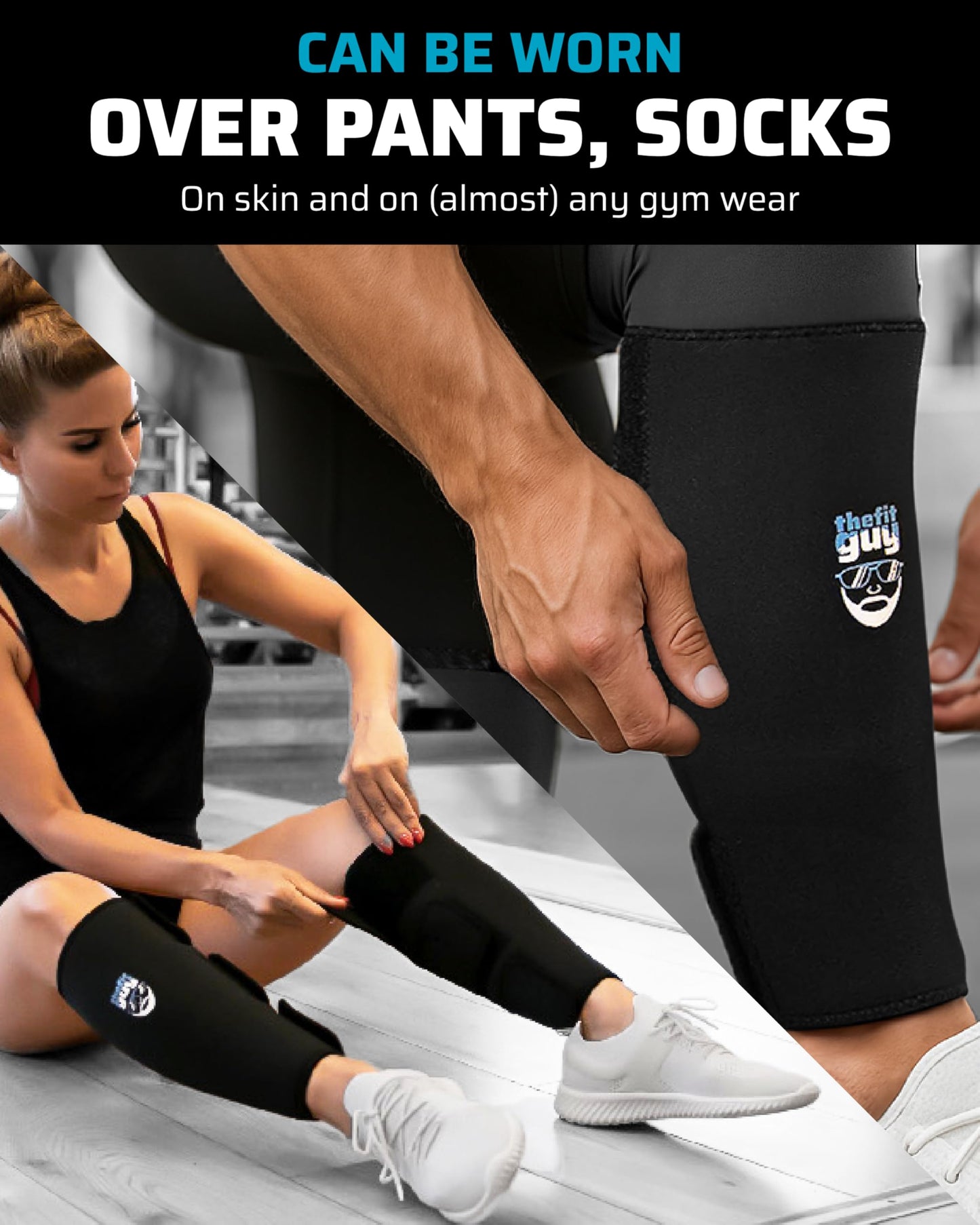 THEFITGUY Deadlift Shin Guards, 5mm Dense Neoprene Protection, Easy On-Off, No Need to Take Off Shoes - for Weightlifting and Functional Training (Pair)