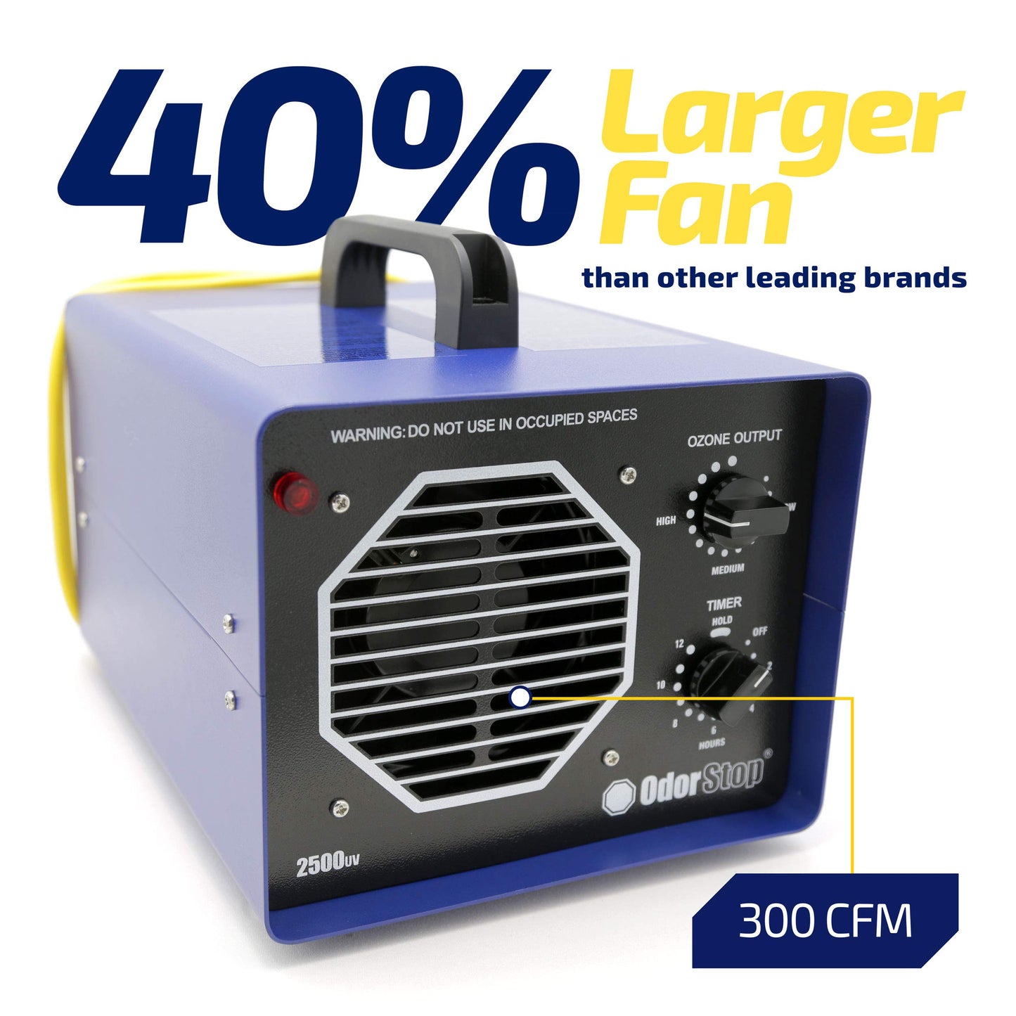 OdorStop OS2500UV Professional Grade Ozone Generator Ionizer for Areas of 2500 Square Feet+, For Deodorizing and Purifying Medium Size Areas Such as Hotel Rooms, Offices, and Basements
