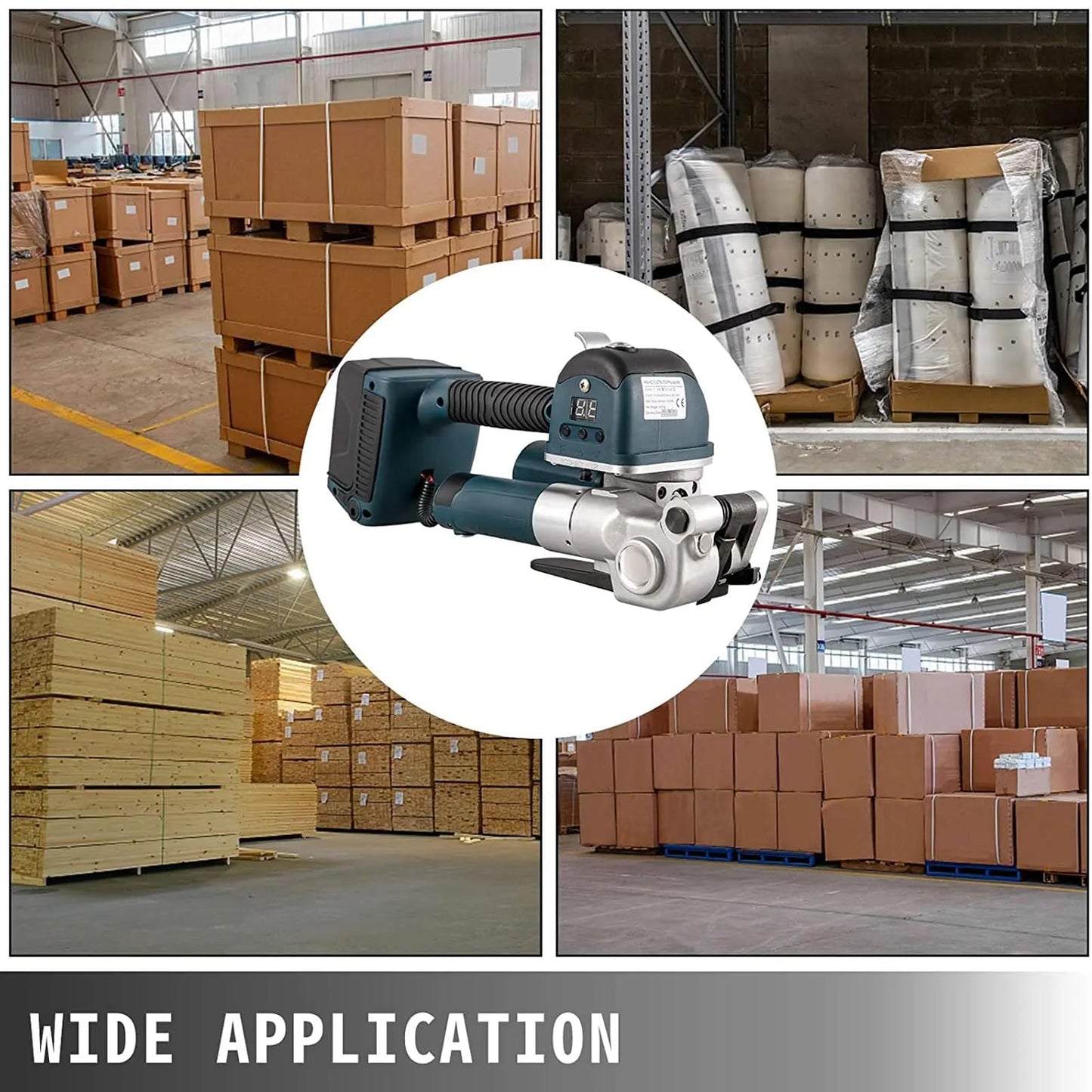 HIGHTOP 6000N Force Automatic Strapping Machine DD19A Electric Baler Strapping Machine for 13-19Mm Width PP/PET Straps, Box Pallet Automatic Baler 4000mah*2 Battery Powered Plastic Strapping Tool