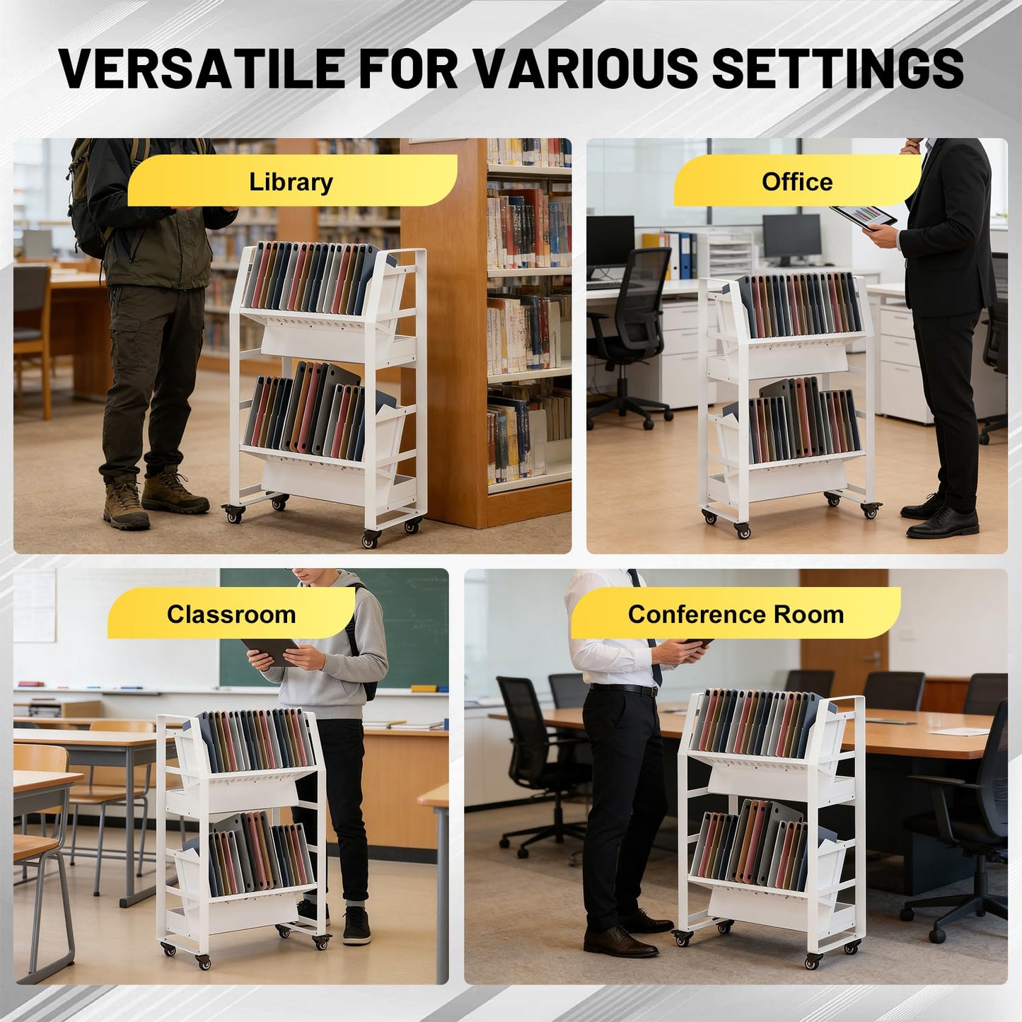 Hymula 32-Device Mobile Charging Storage Cart with Lockable Wheels, 2 Power Strips, Charging Station with Removable Dividers & Cable Management for Laptops, Tablets, iPads, Chromebook for Classroom