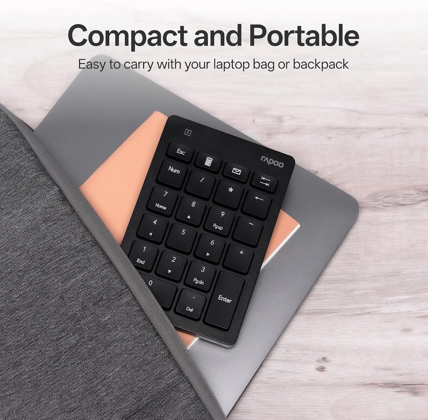 Rapoo K50 2.4G 22-Key Wireless Number Pad, Numeric Keypad for Laptop, Speed Data Entry, Numpad with Calculator, Email