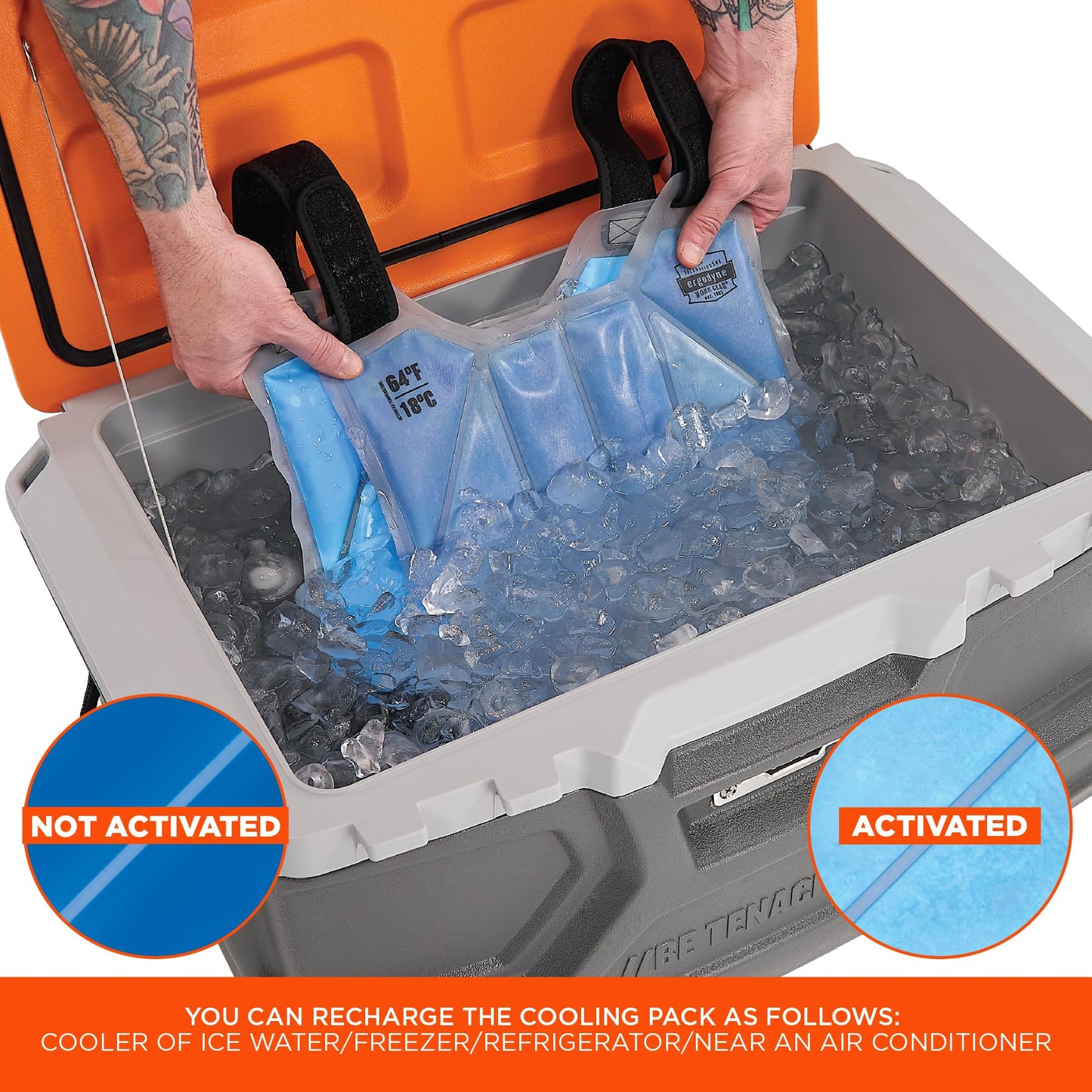 Ergodyne 6210 Phase Change Lightweight Cooling Ice Vest, Cooling Relief for All Environments, Cooling Towel Included