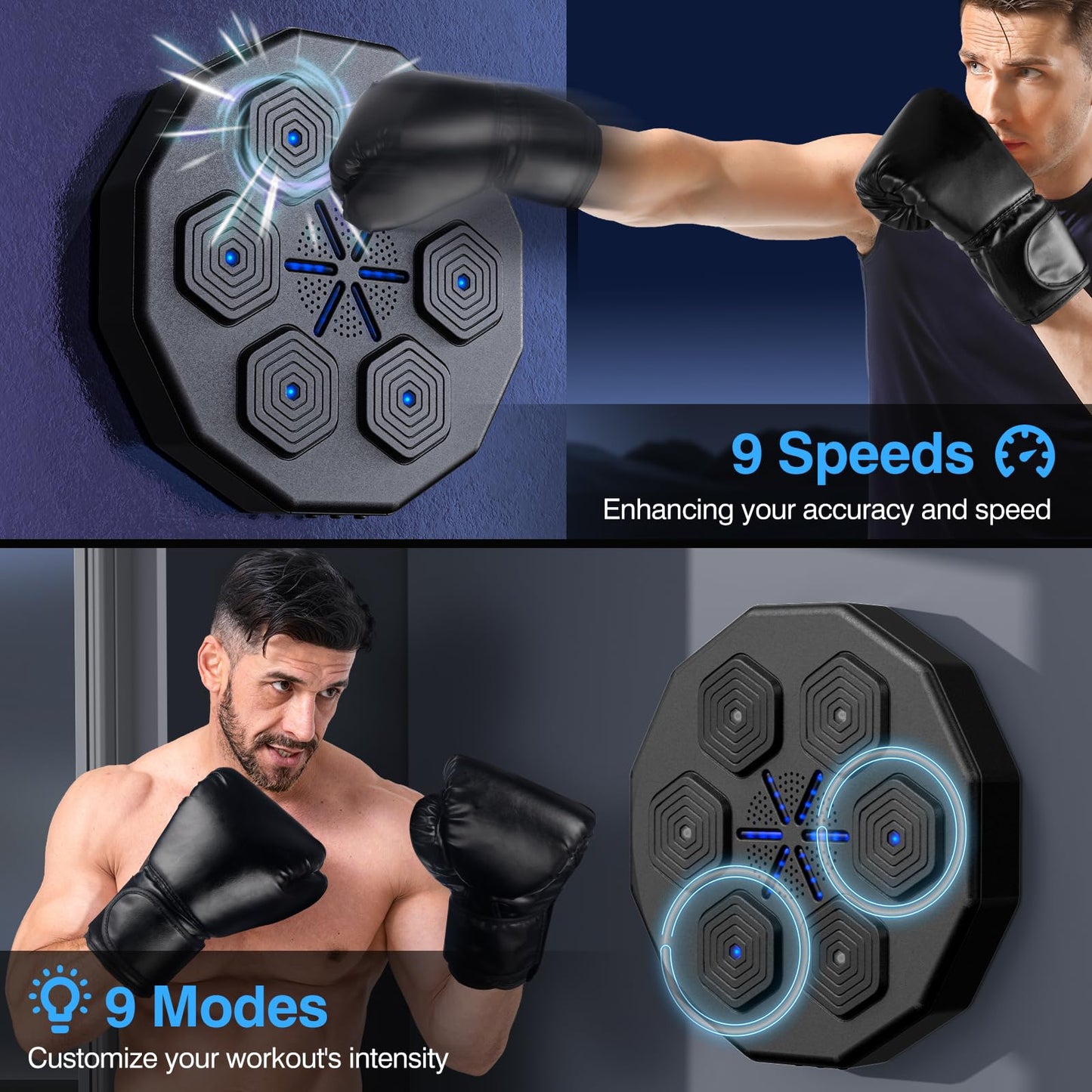 Beyn 2026 New Music Boxing Machine with Two Pairs of Gloves Upgraded 2.0 Smart Bluetooth Music Boxing Parent-Child Games Wall-Mounted Exercise Equipment for Home