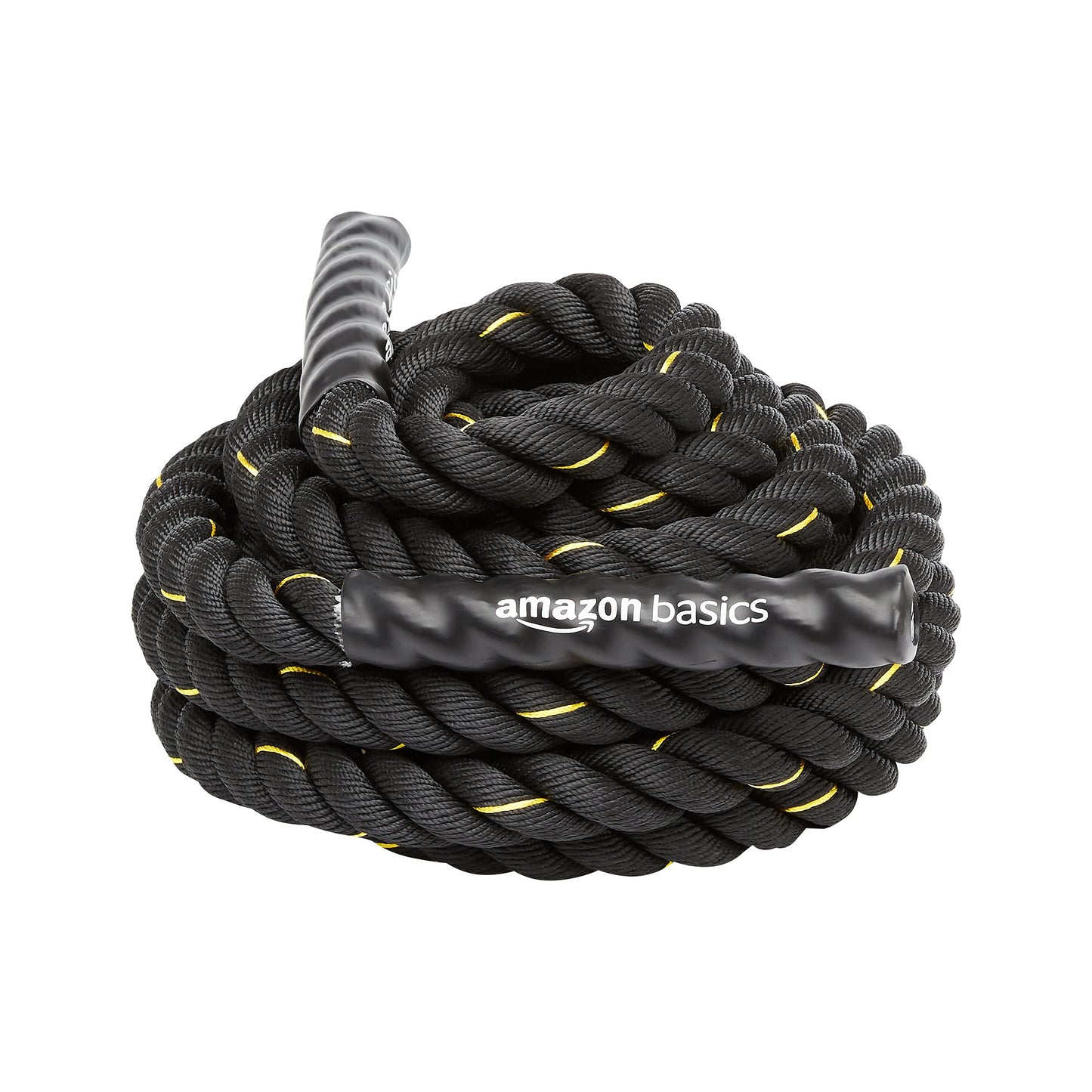 Amazon Basics Battle Rope for Home Gym Workout, Exercise Training Equipment, CrossFit, Strength Training, 1.5 Inch x 30 Feet, Black