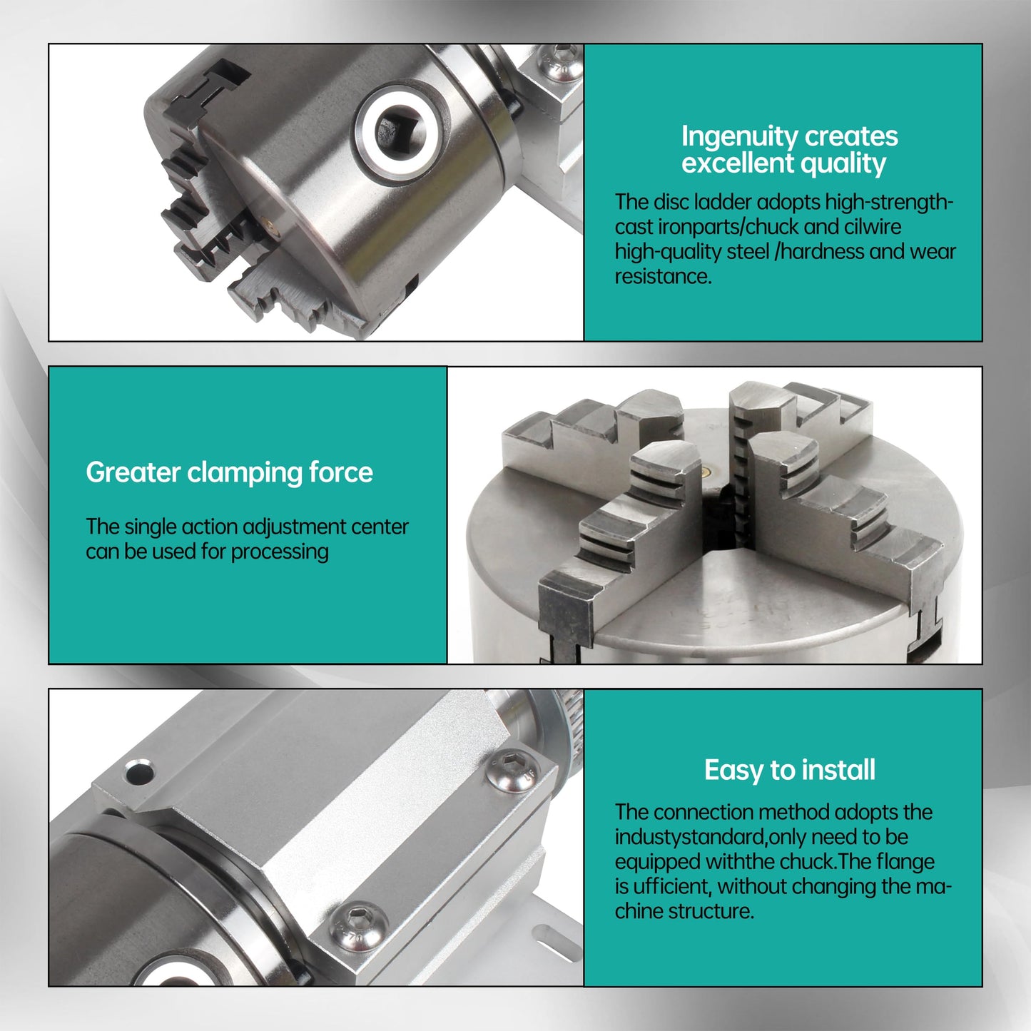 RATTMMOTOR No Powered Multi-Function Lathe Chuck Spindle Assemblies Rotary Lathe Woodworking Motor Chuck 80mm for CNC Lathe Grinder Drilling Machine Table Saw (4 Jaw 80mm)
