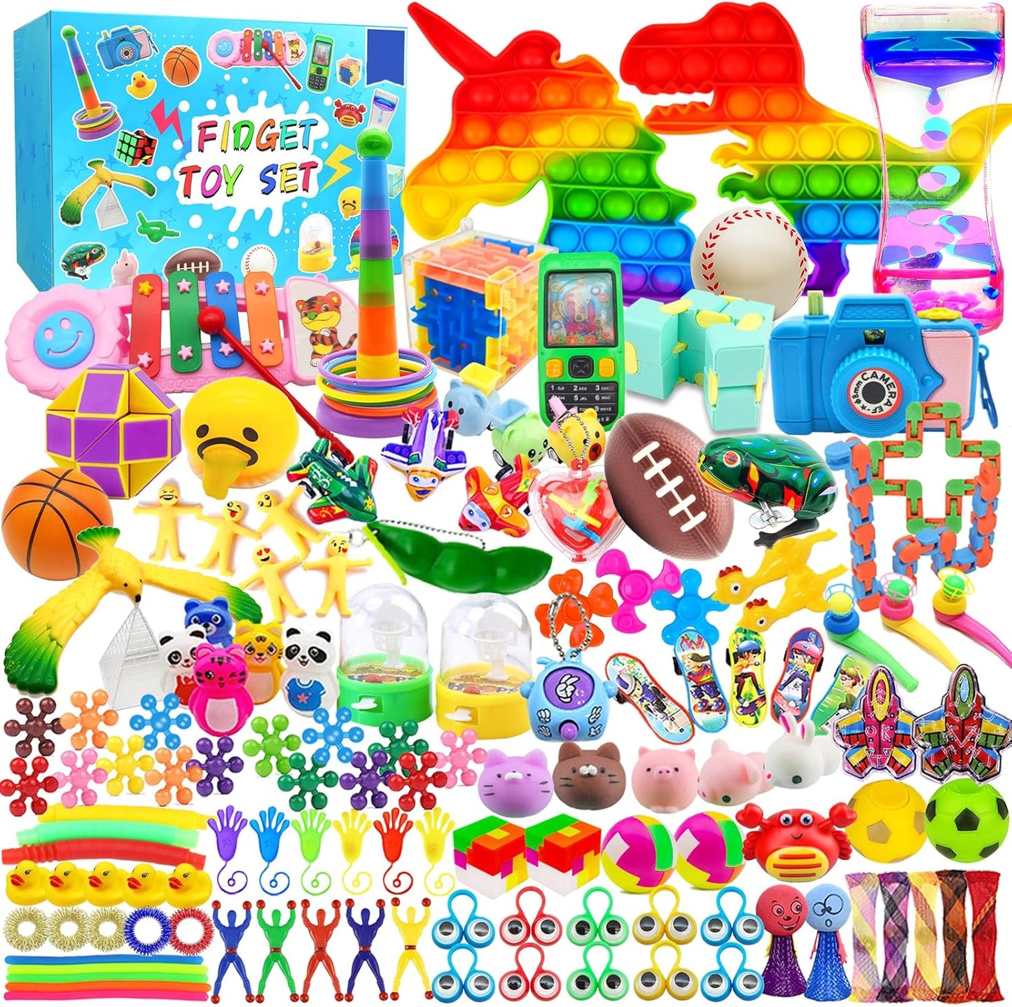 Skiennix Fidget Toys Assortment - 125 Pack for Kids 4-12 | Stress Relief & Party Favors