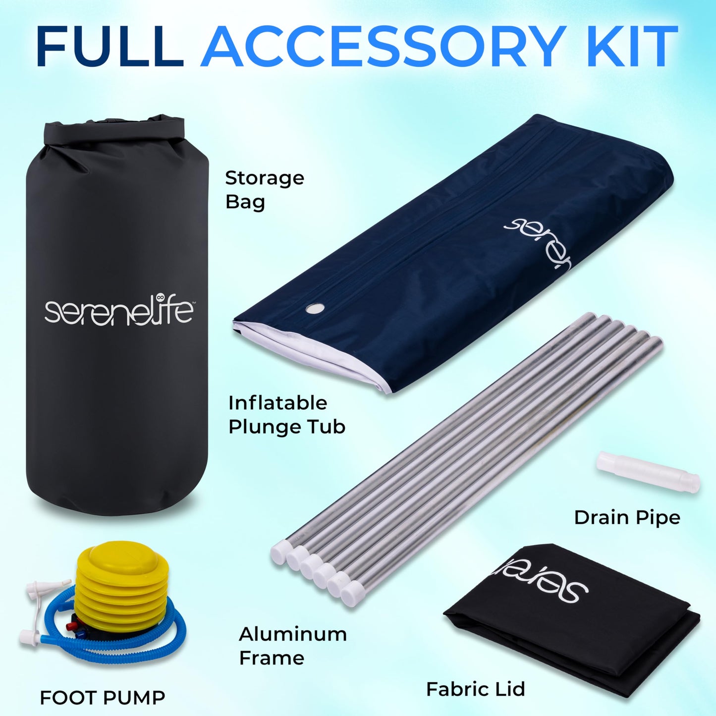 SereneLife Inflatable Insulated Cold Plunge Tub - One Person Ice Bath Tub with Lid, Cold Plunge Relaxation Pod for Athletes with 78 Gallons Capacity (Black)