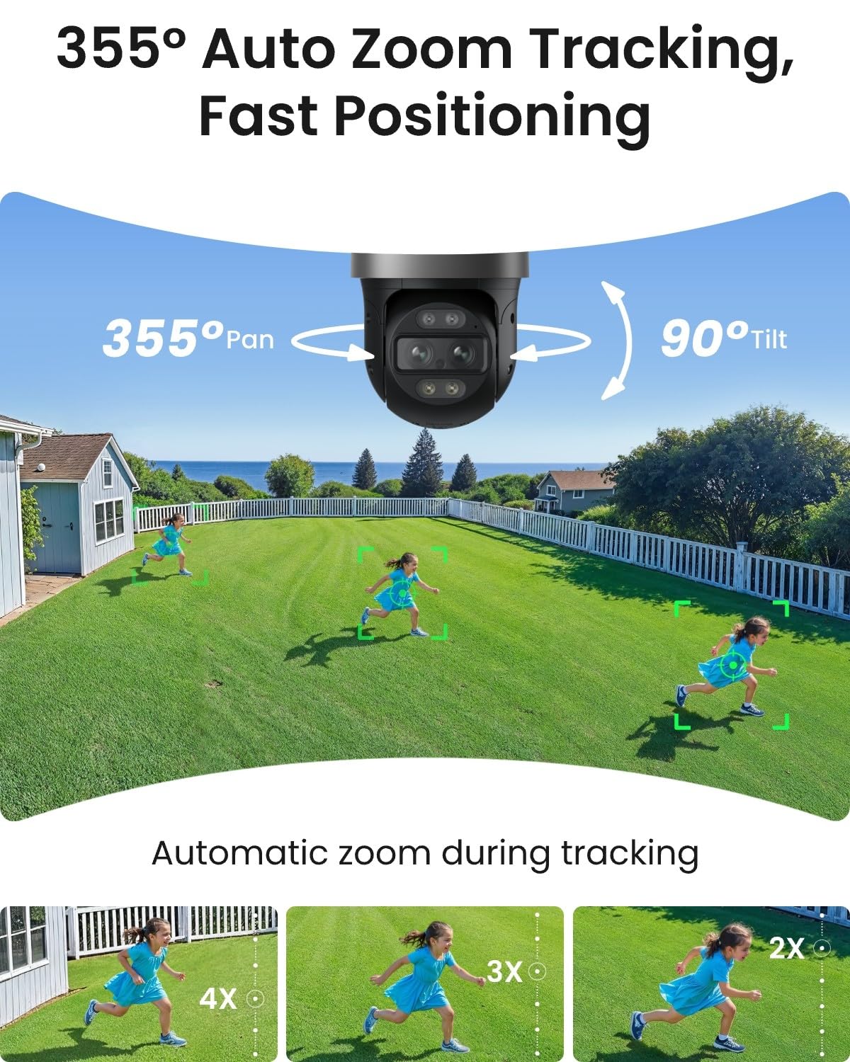 REOLINK PoE PTZ Security Camera System, 4K Camera with Dual-Lens, 6X Hybrid Zoom, 355 Pan & 90 Tilt, Auto Tracking, 24/7 Recording, AI Video Search, TrackMix PoE