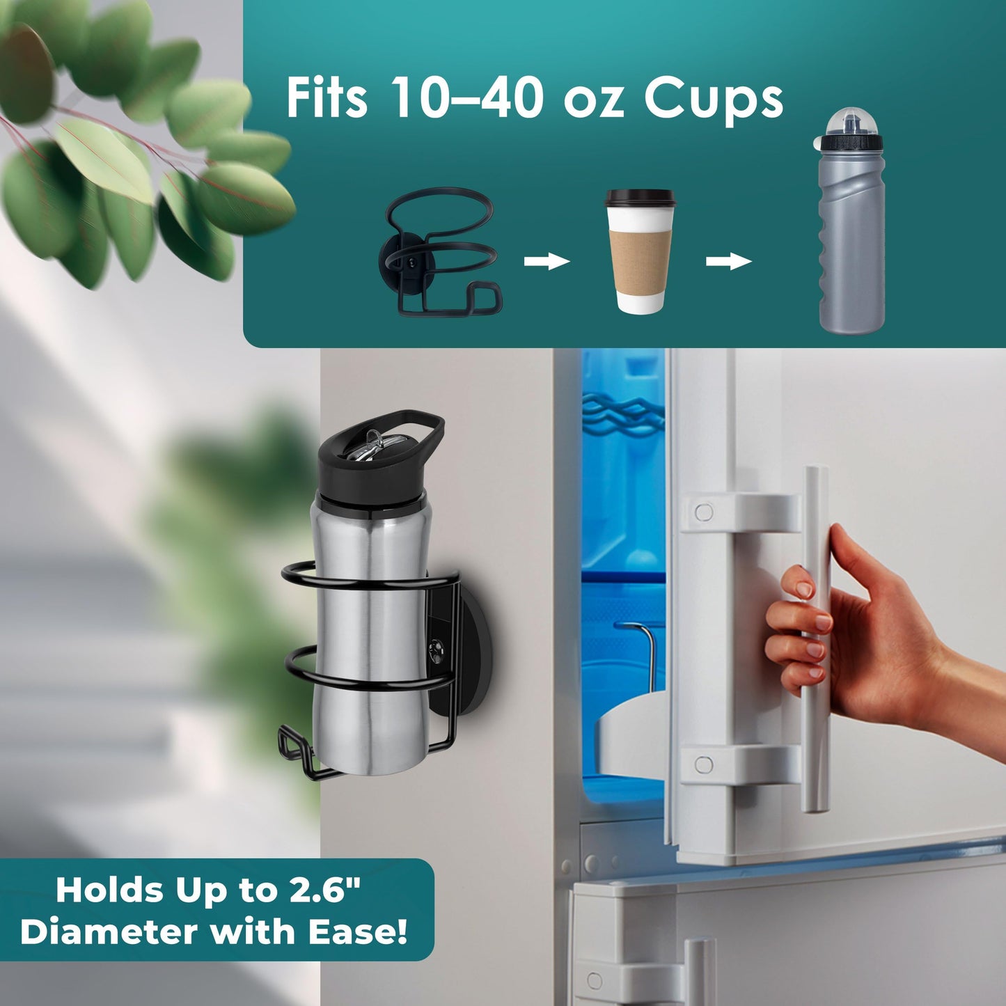 Skywin Magnetic Cup Holder, Magnetic Water Bottle Holder for Truck & Treadmil Drink Holder for Car Yacht, Truck, RV - Installs on Walls and Railings, Perfect for Cans, Bottles & Cups