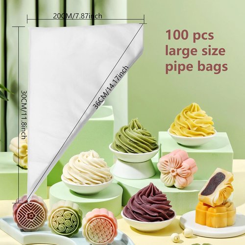 100 Pieces Piping Bags - Anti-Burst 12-Inch Disposable Icing Bags for Cake Decorating | Non-Slip Pastry Bags