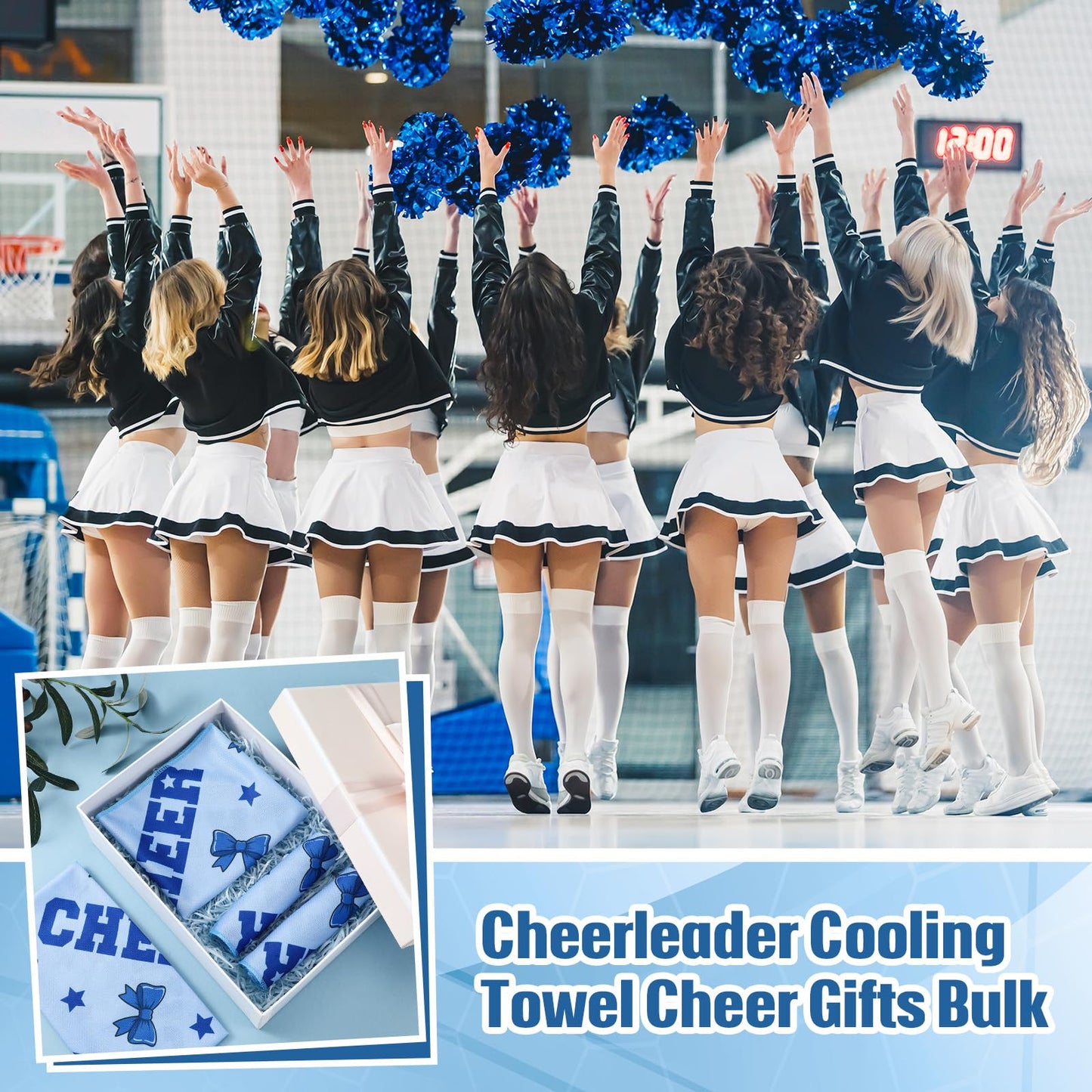 HunnmingRe 12 Pcs Cheerleader Cooling Towel Cheer Gifts Bulk for Team 40" x 12" Breathable Chilly Microfiber Towel for Sports Senior Night Gift Basketball Football Baseball Events (Blue)