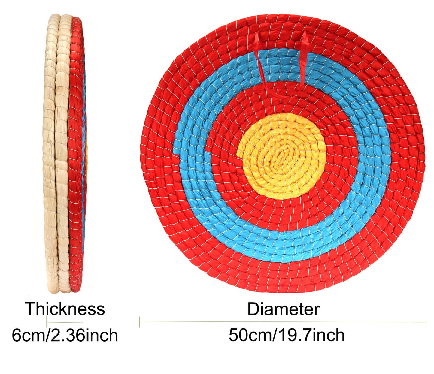 DOSTYLE Archery Targets Traditional Solid Straw Round Archery Target Shooting Bow Coloured Rope Target Face Three Layers for Shooting Practice